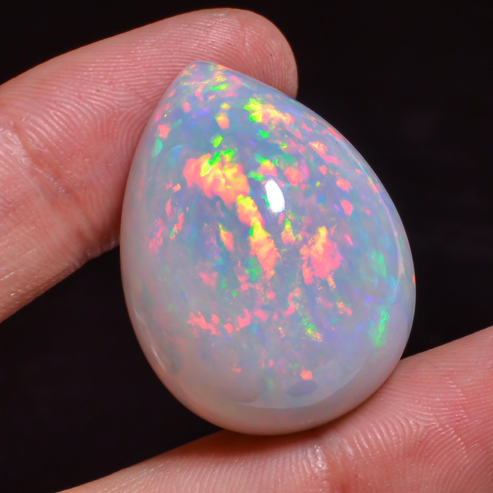 one of a kind natural ethiopian opal pear shape cabochon loose gemstone