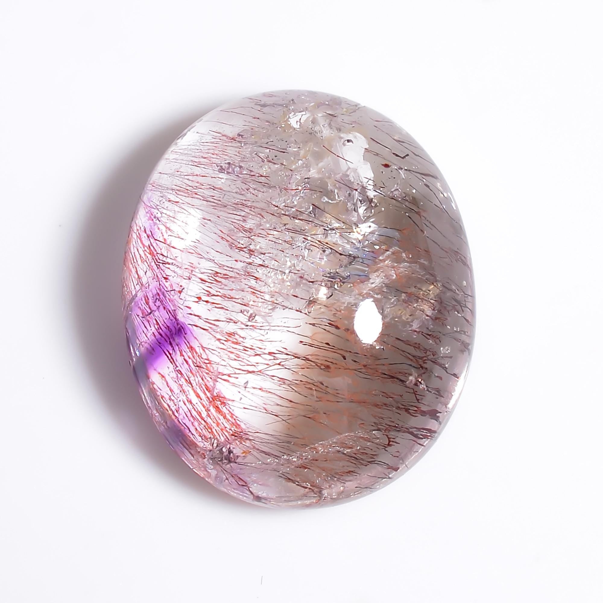 elestial quartz natural oval shape cabochon loose gemstone