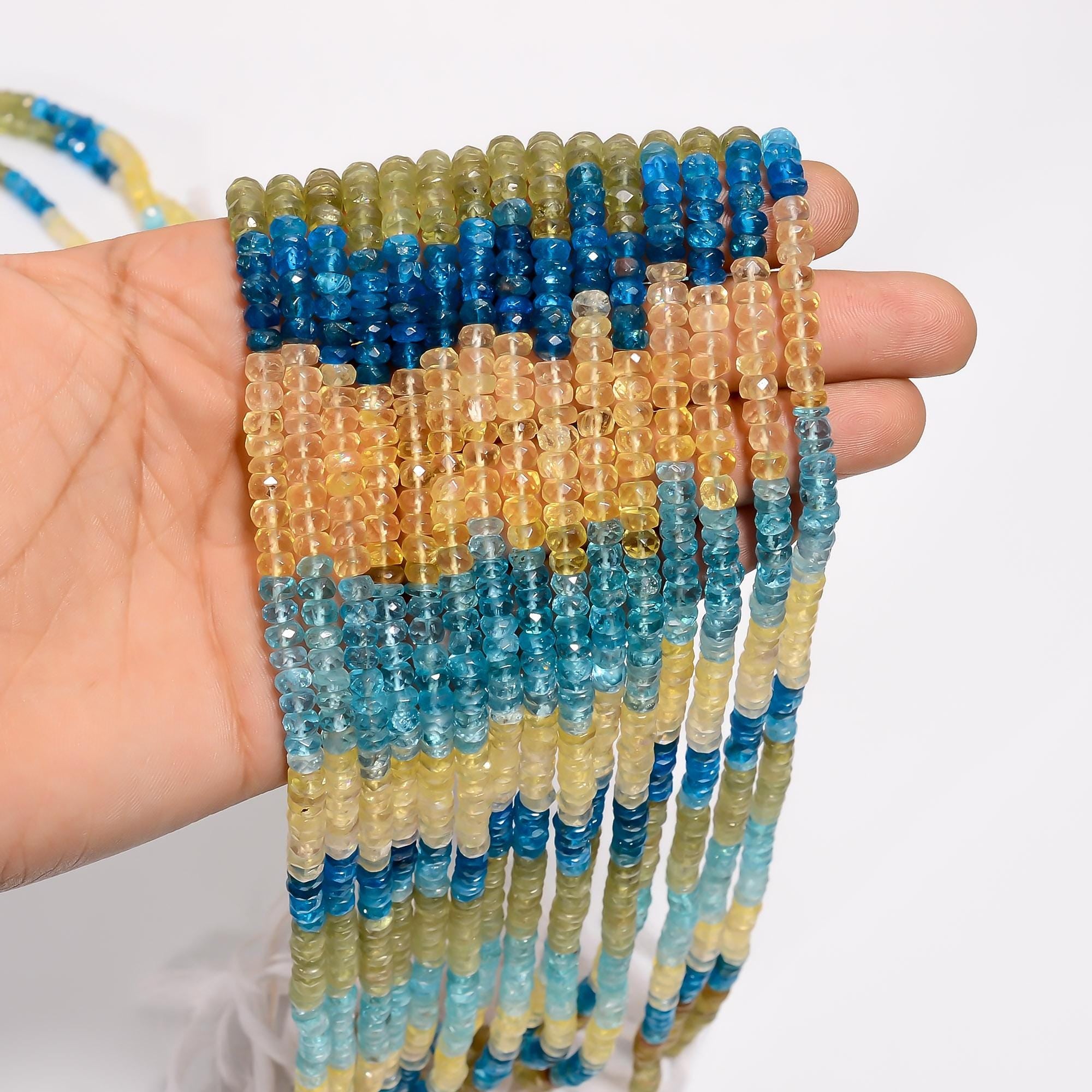 multi apatite natural gemstone rondelle shape faceted 