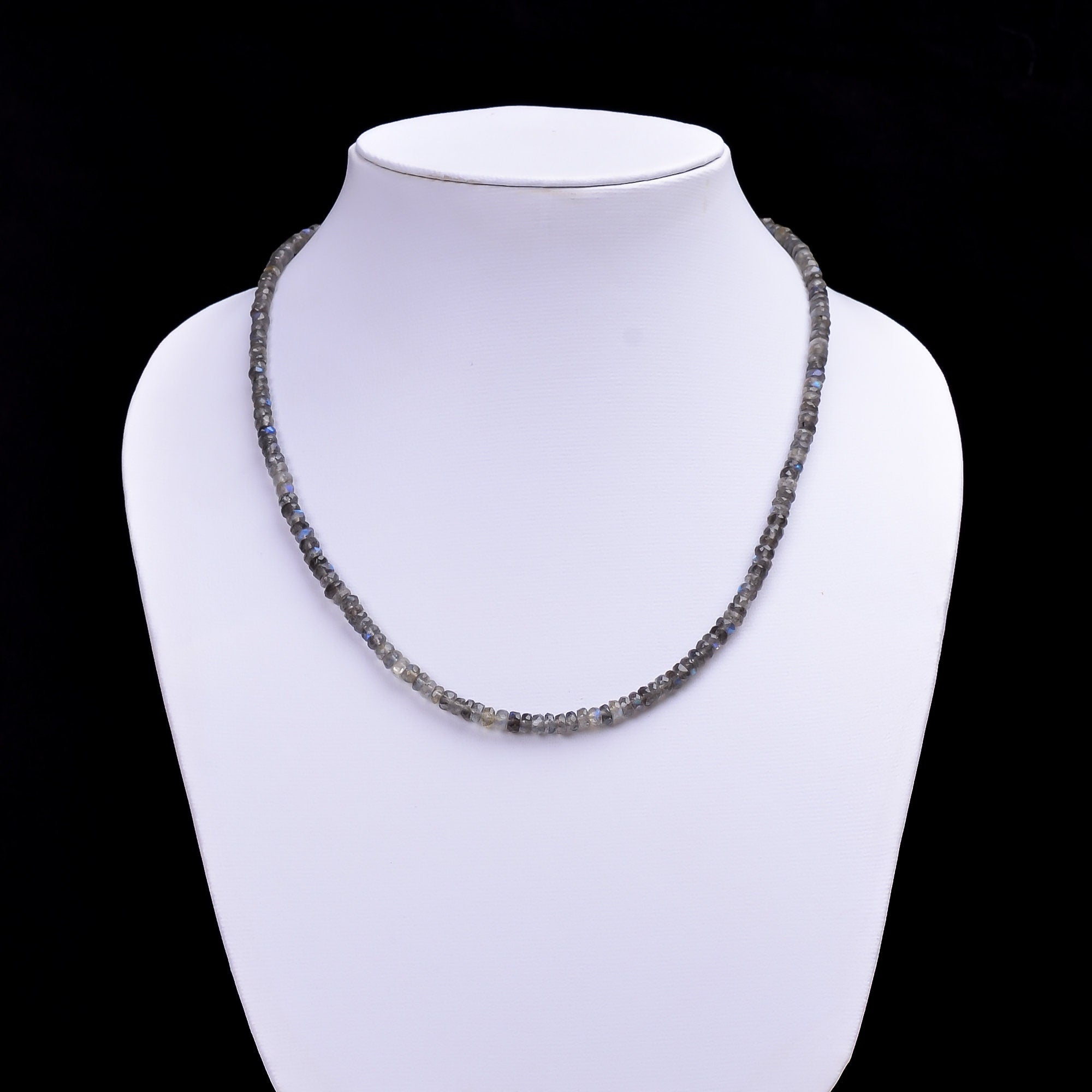 labradorite natural gemstone rondelle shape faceted beads necklace 