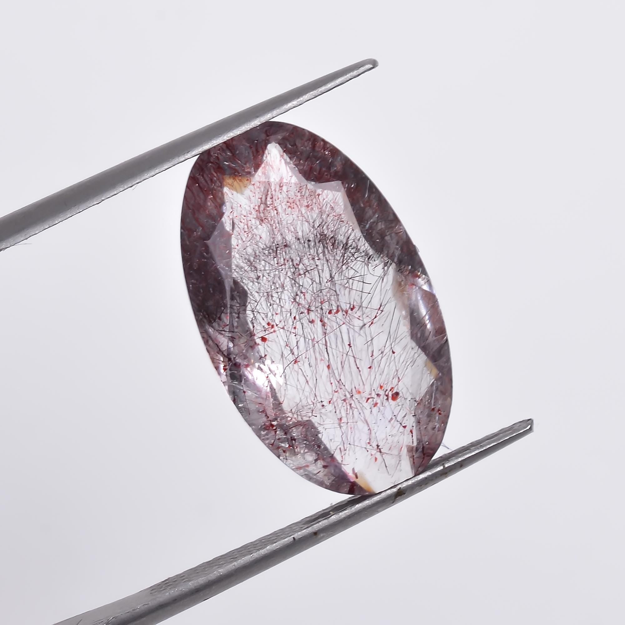 natural elestial quartz oval shape cut stone loose gemstone