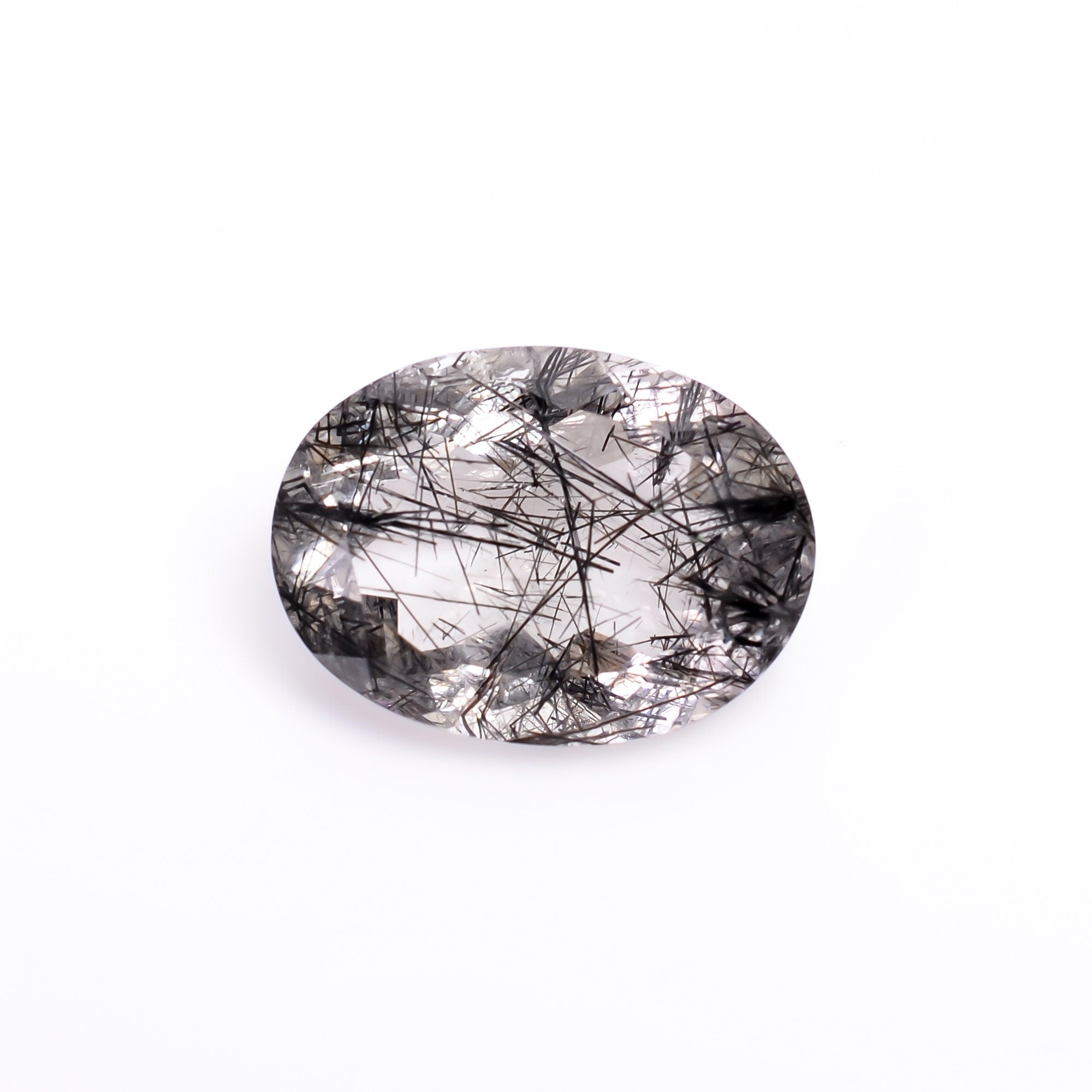 black rutile natural quartz oval shape cut stone loose gemstone
