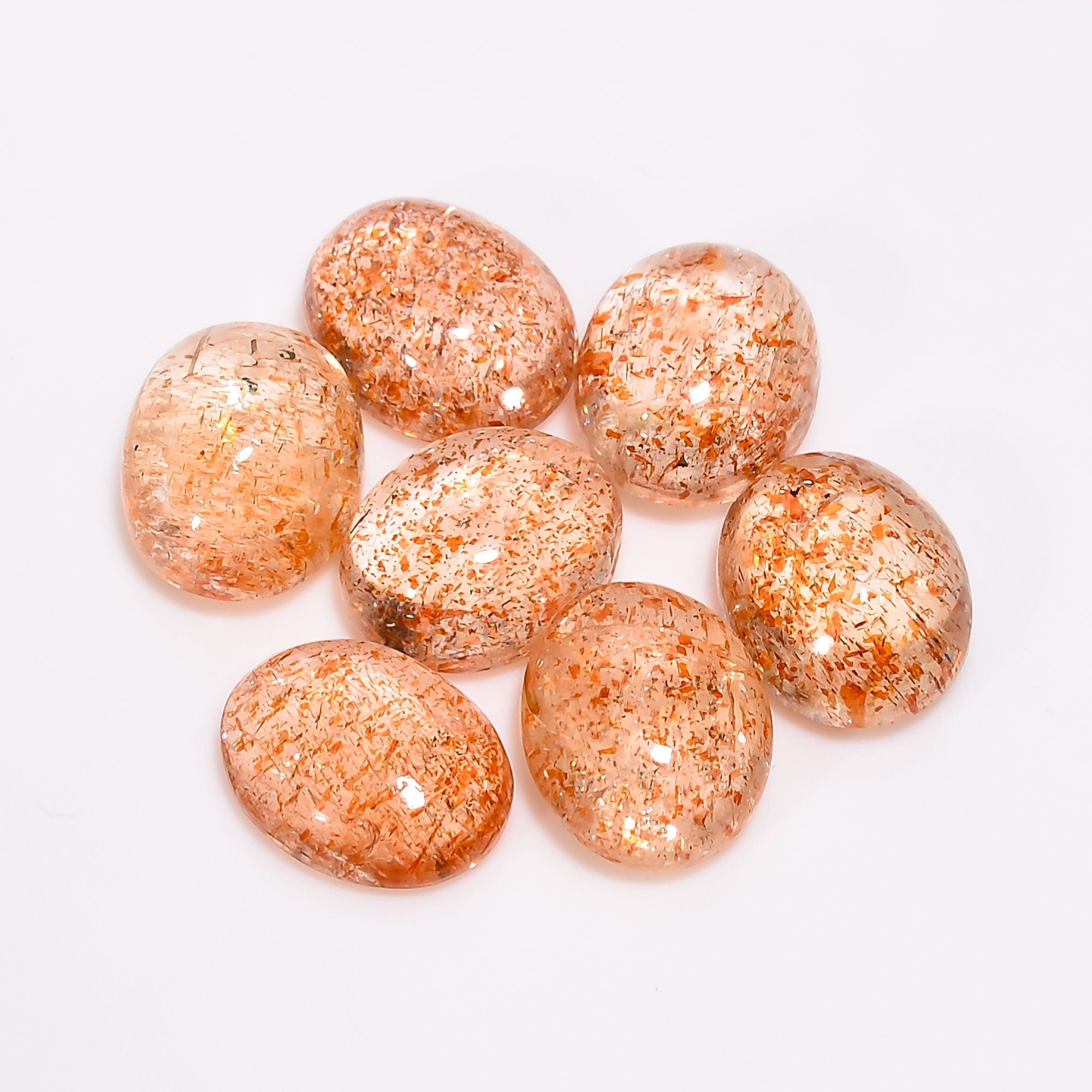 sunstone oval shape cabochon natural loose gemstone 7 pcs lot