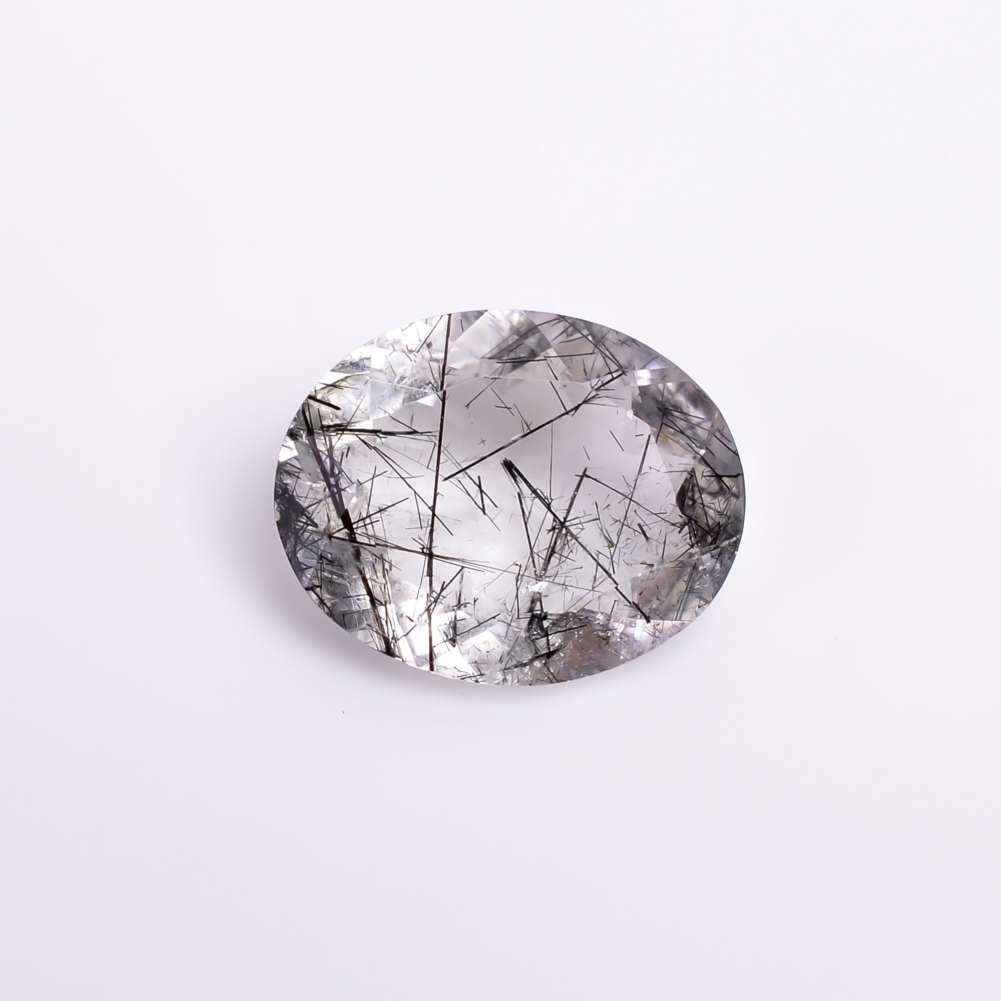 black rutile natural quartz oval shape cut stone loose gemstone