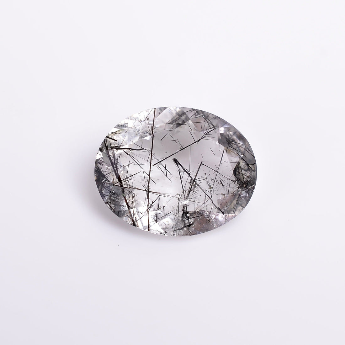 black rutile natural quartz oval shape cut stone loose gemstone