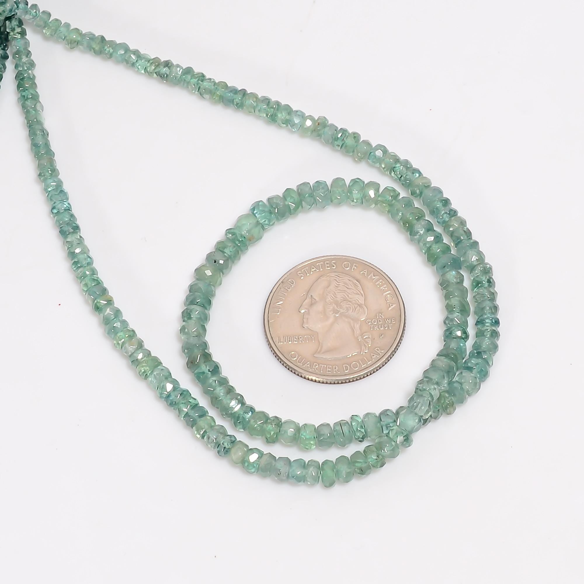 green kyanite natural gemstone rondelle shape faceted 