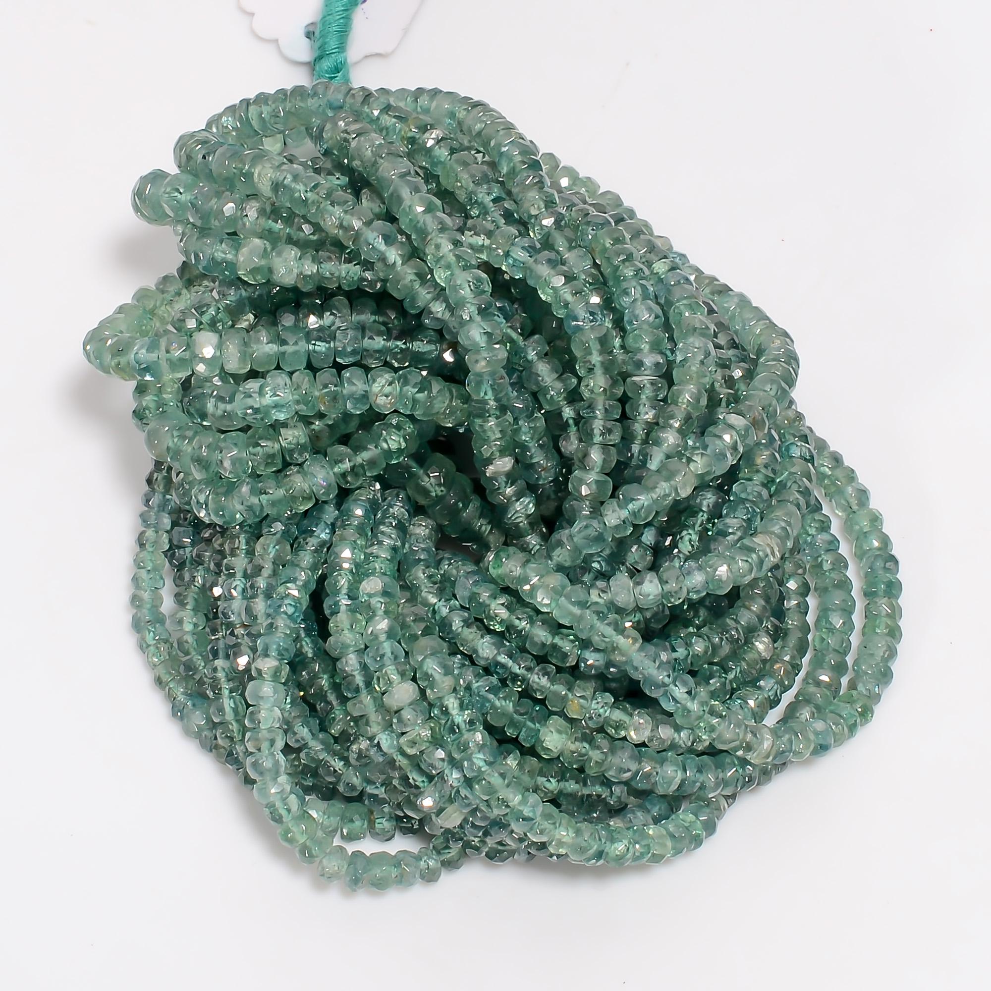 green kyanite natural gemstone rondelle shape faceted 