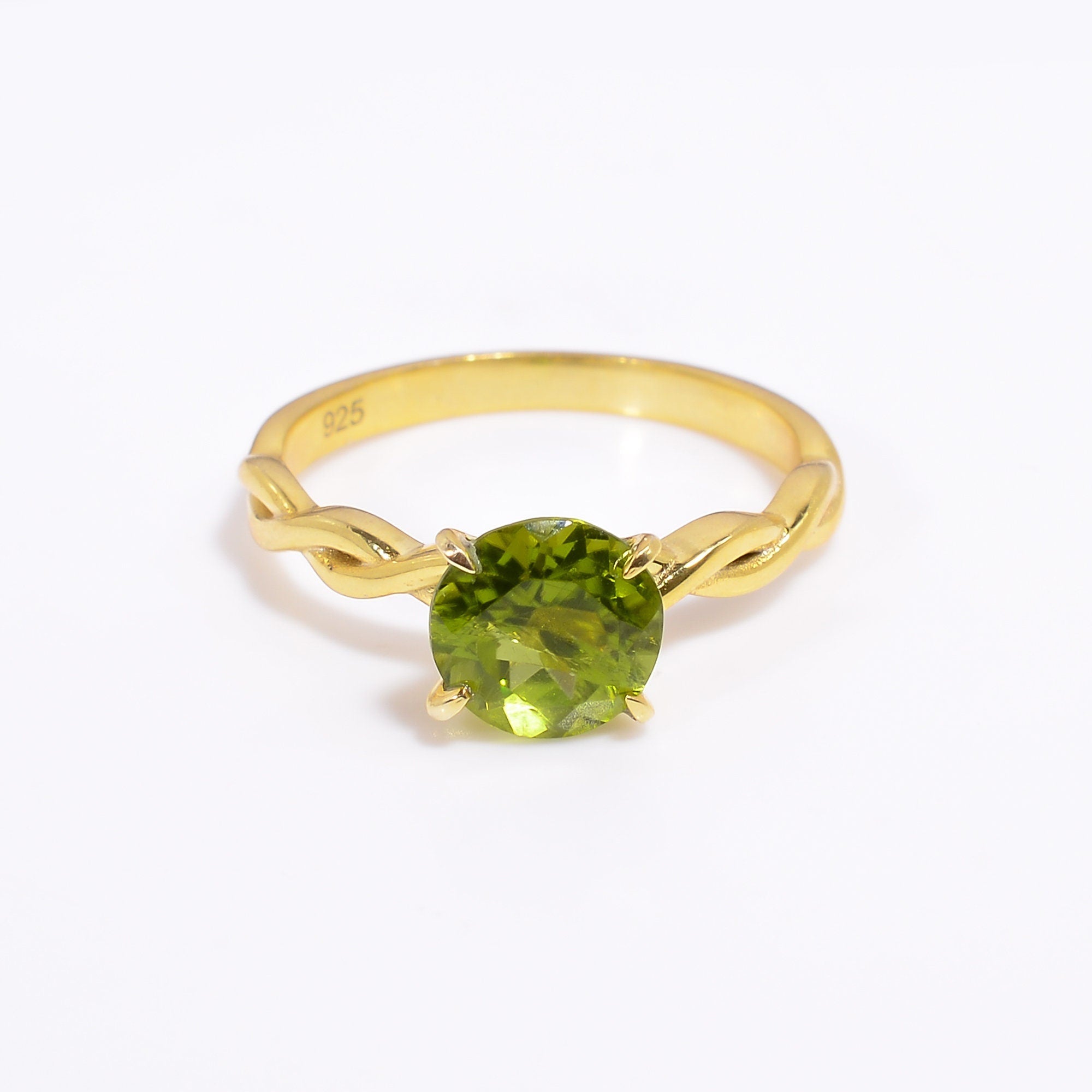 natural peridot round shape ethnic style handmade ring 925 sterling silver 14k gold plated ring 10 25 us 3 3 gms y 7784