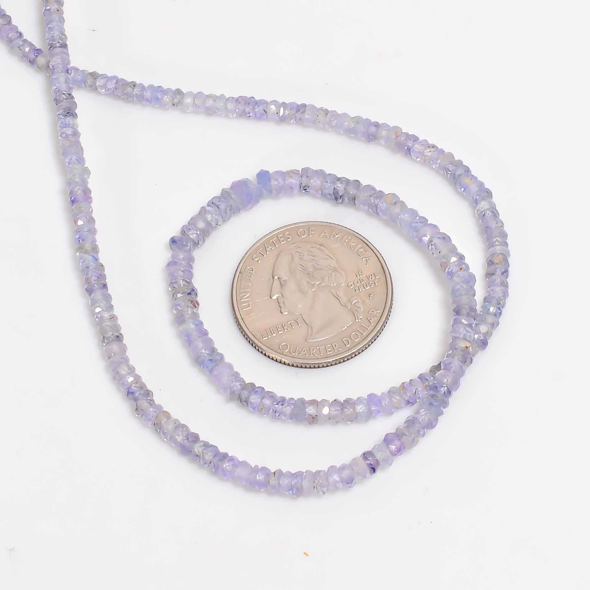 lavender sapphire natural gemstone rondelle shape faceted 3 lines strand 18 beads 3x3x2 mm 209 5 ct yn 491