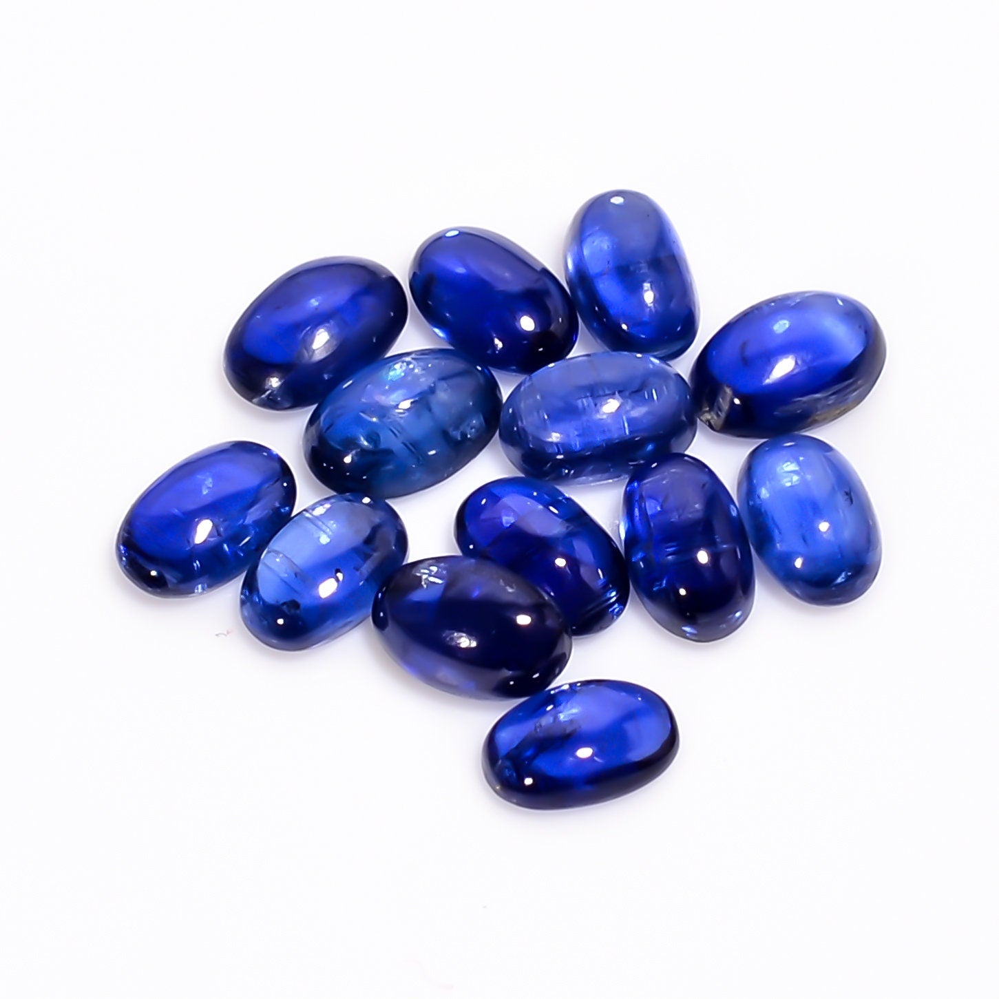 blue kyanite oval shape cabochon loose gemstone 13 pcs lot