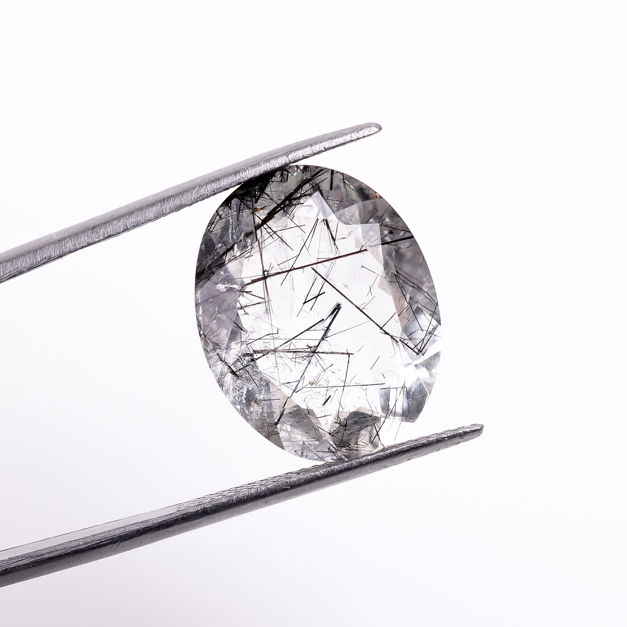 black rutile natural quartz oval shape cut stone loose gemstone