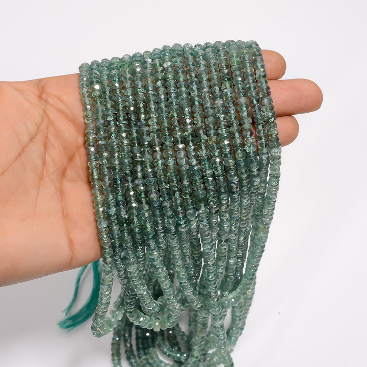 green kyanite natural gemstone rondelle shape faceted 