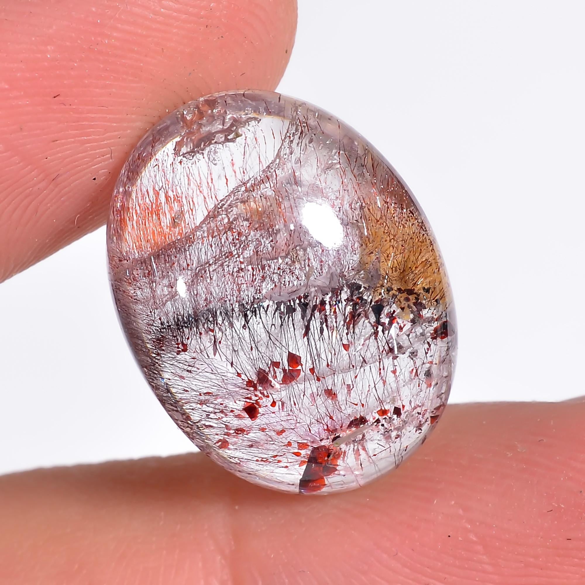 elestial quartz natural oval shape cabochon loose gemstone