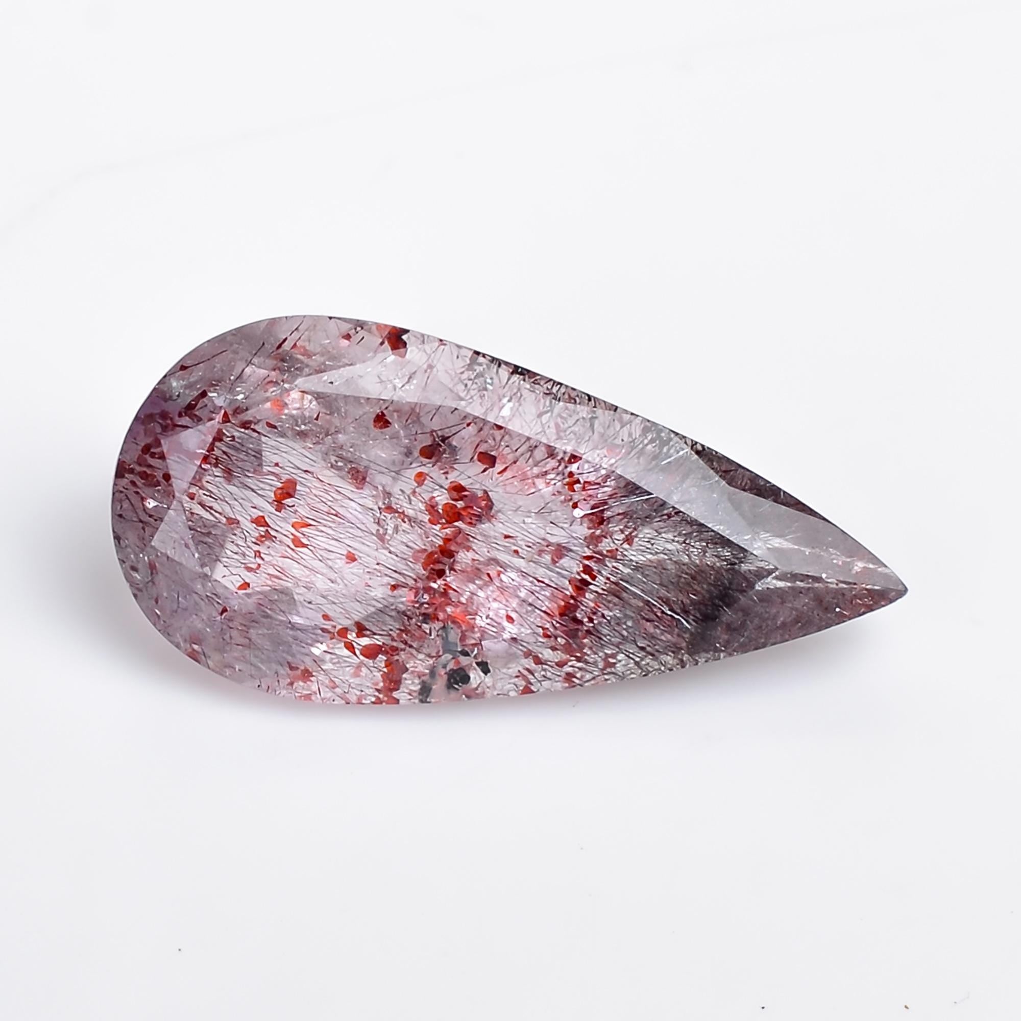 elestial quartz pear shape cut stone loose gemstone