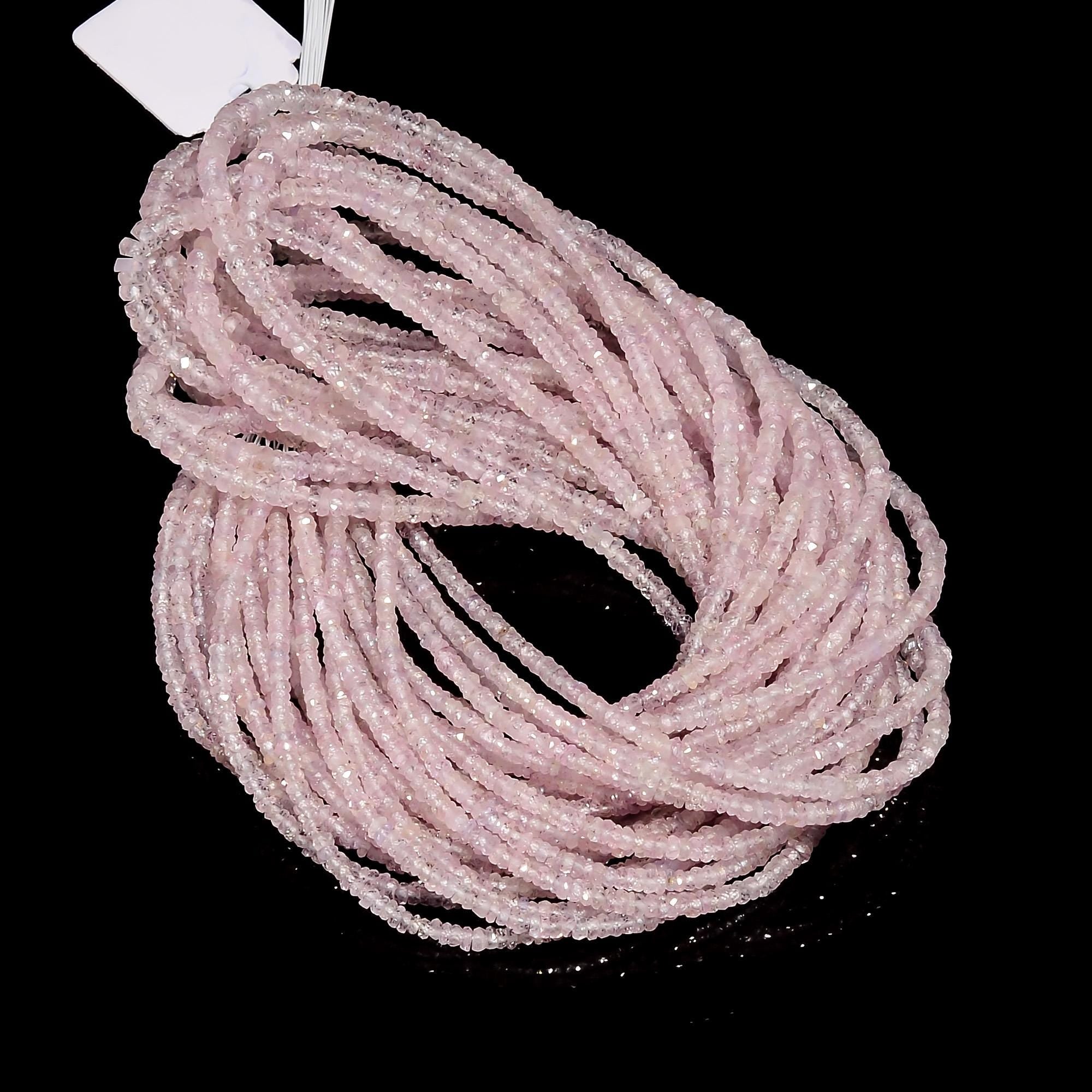 pink sapphire natural gemstone rondelle shape faceted 15 lines strand 18 beads 3x3x2 mm 721 ct yn 492