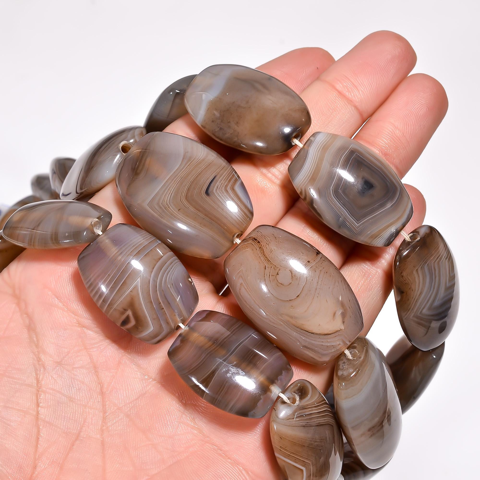 botswana agate natural gemstone oval shape smooth 