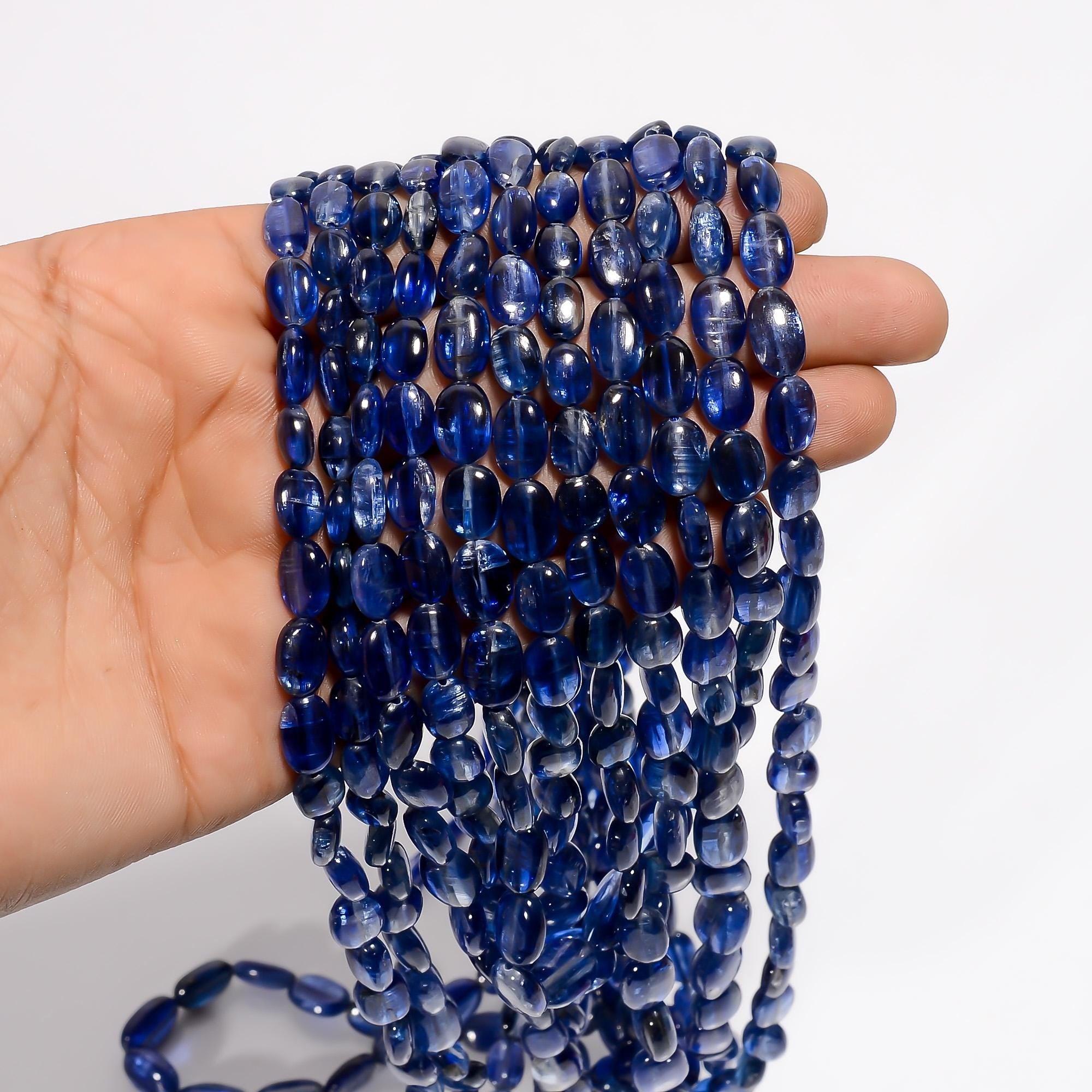 blue kyanite natural gemstone oval shape smooth 