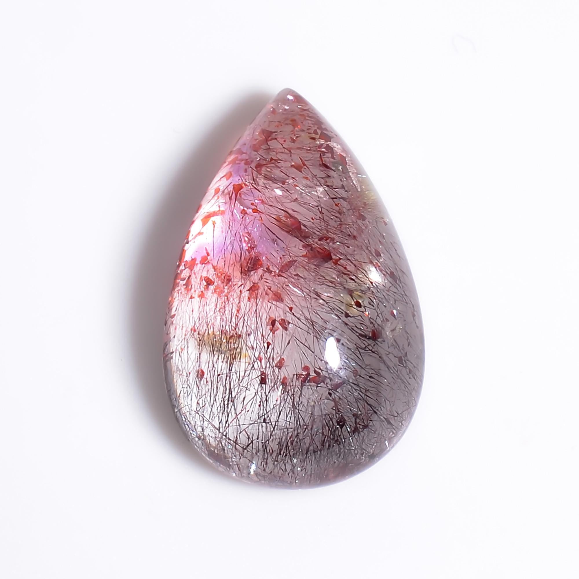 elestial quartz natural pear shape cabochon loose gemstone