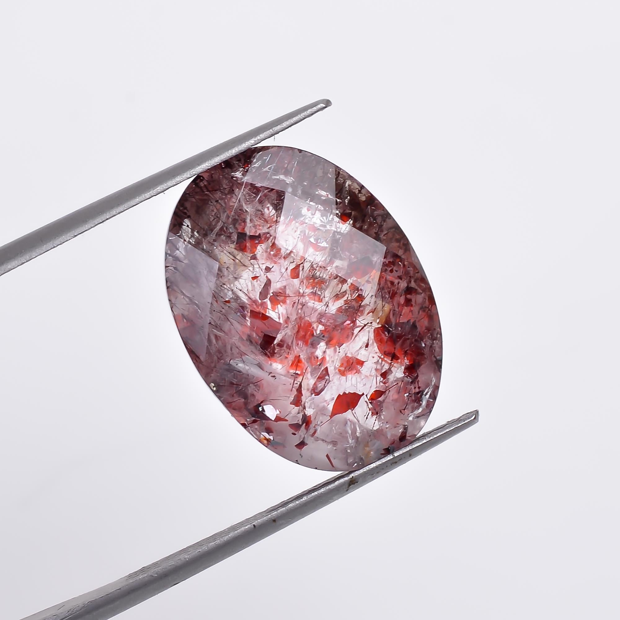 natural elestial quartz oval shape faceted loose gemstone