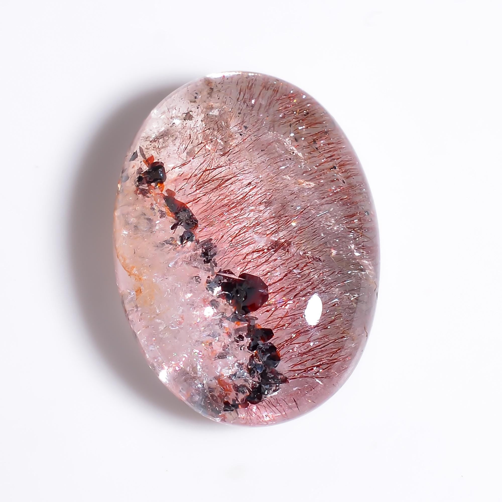 elestial quartz natural oval shape cabochon loose gemstone