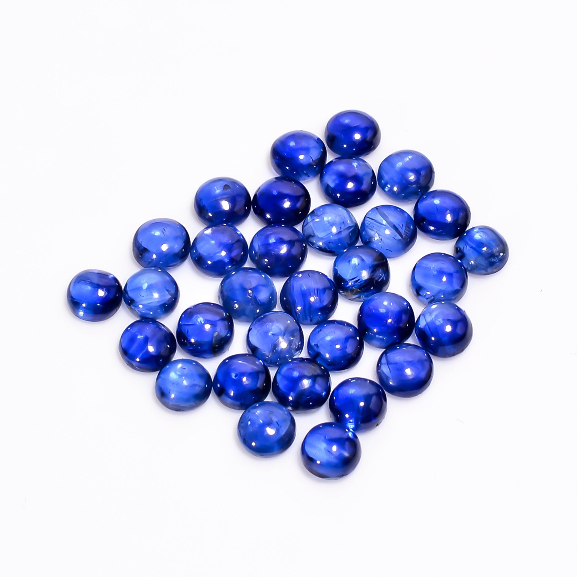 blue kyanite round shape cabochon loose gemstone 32 pcs