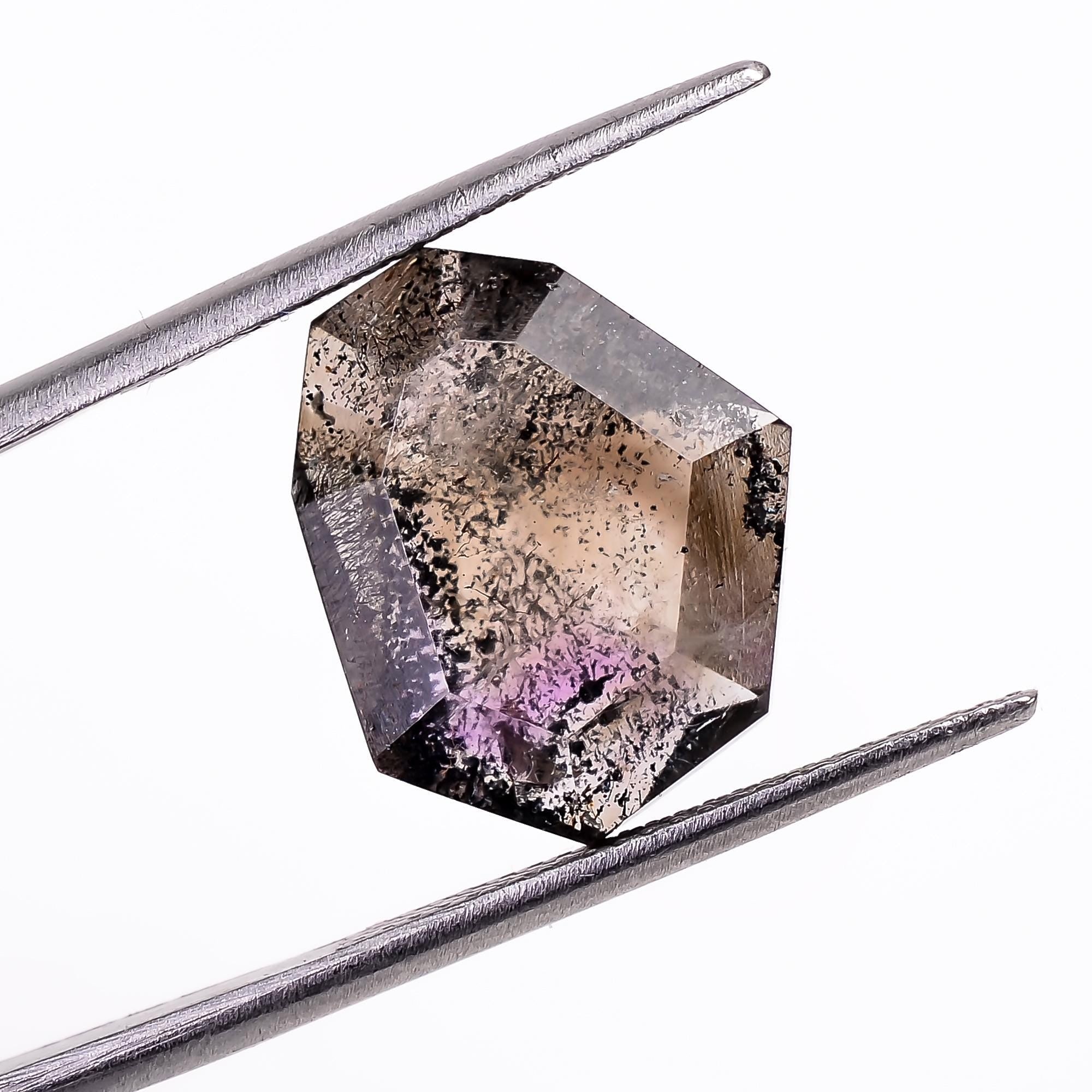 elestial amethyst with cacoxenite fancy shape cut stone loose gemstone