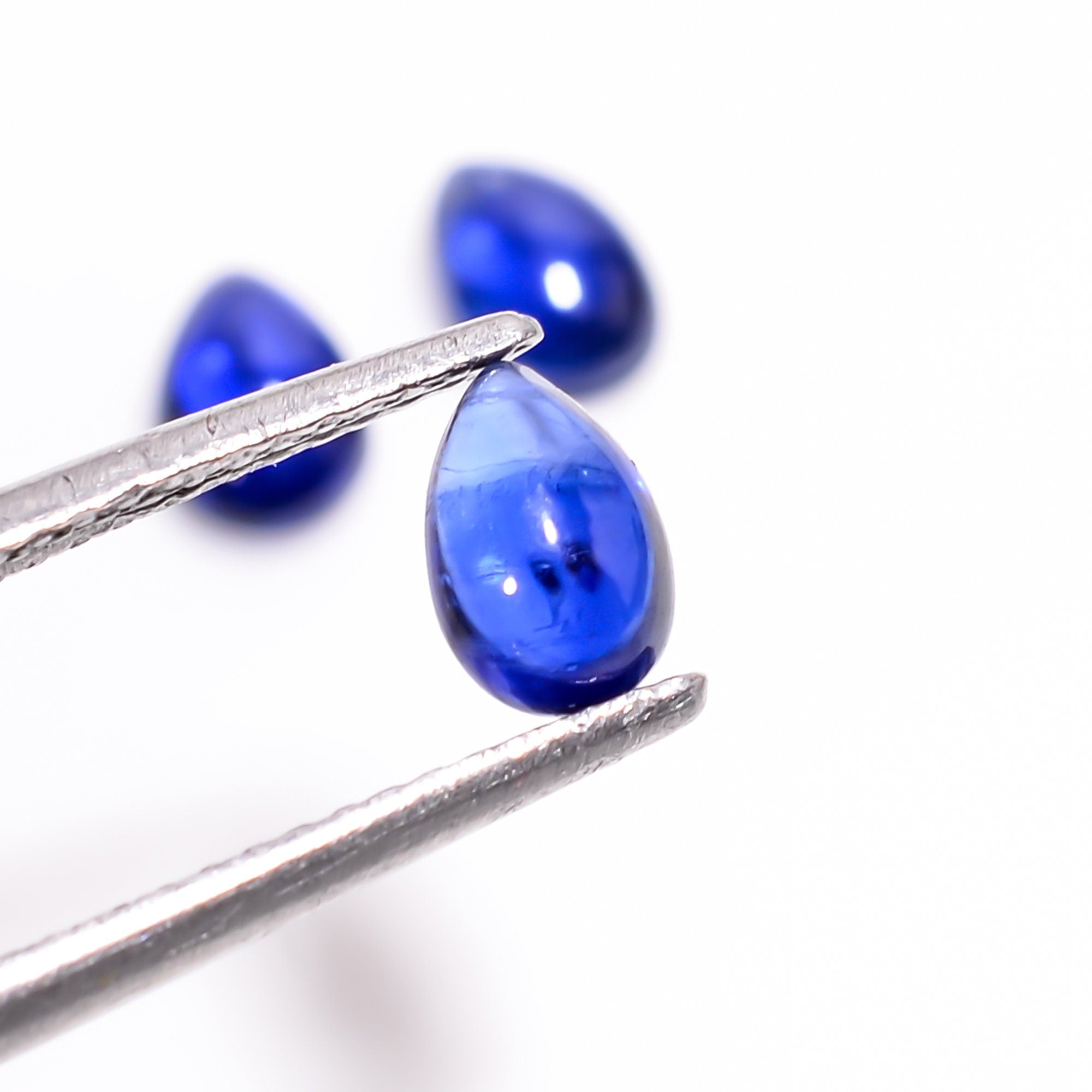 blue kyanite pear shape cabochon loose gemstone 3 pcs