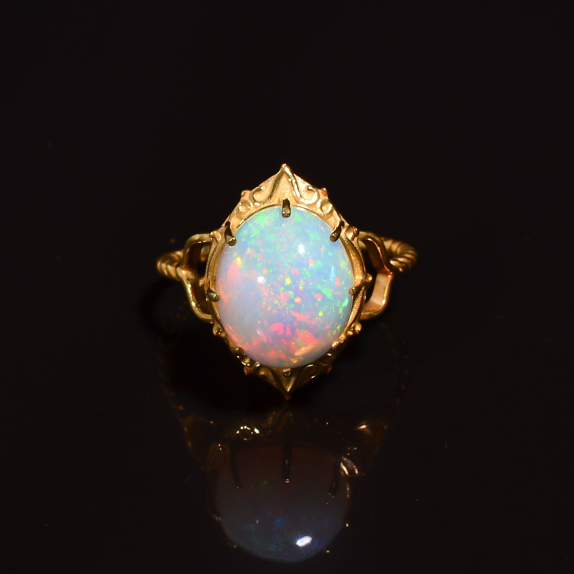 natural ethiopian opal oval shape ethnic handmade ring 925 sterling 14k gold plated ring 3 micron 9 75 us 4 2 gms y 7774