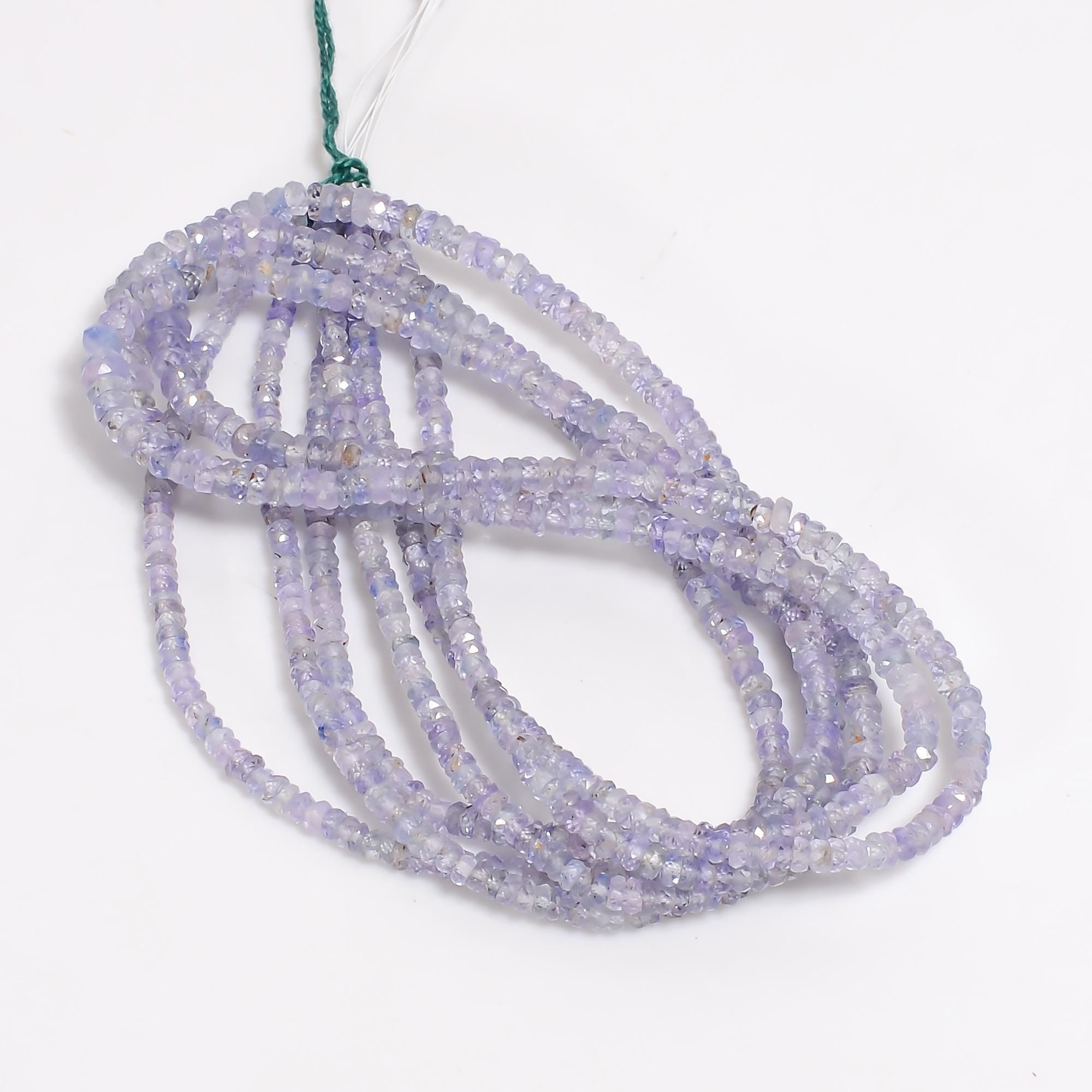 lavender sapphire natural gemstone rondelle shape faceted 3 lines strand 18 beads 3x3x2 mm 209 5 ct yn 491