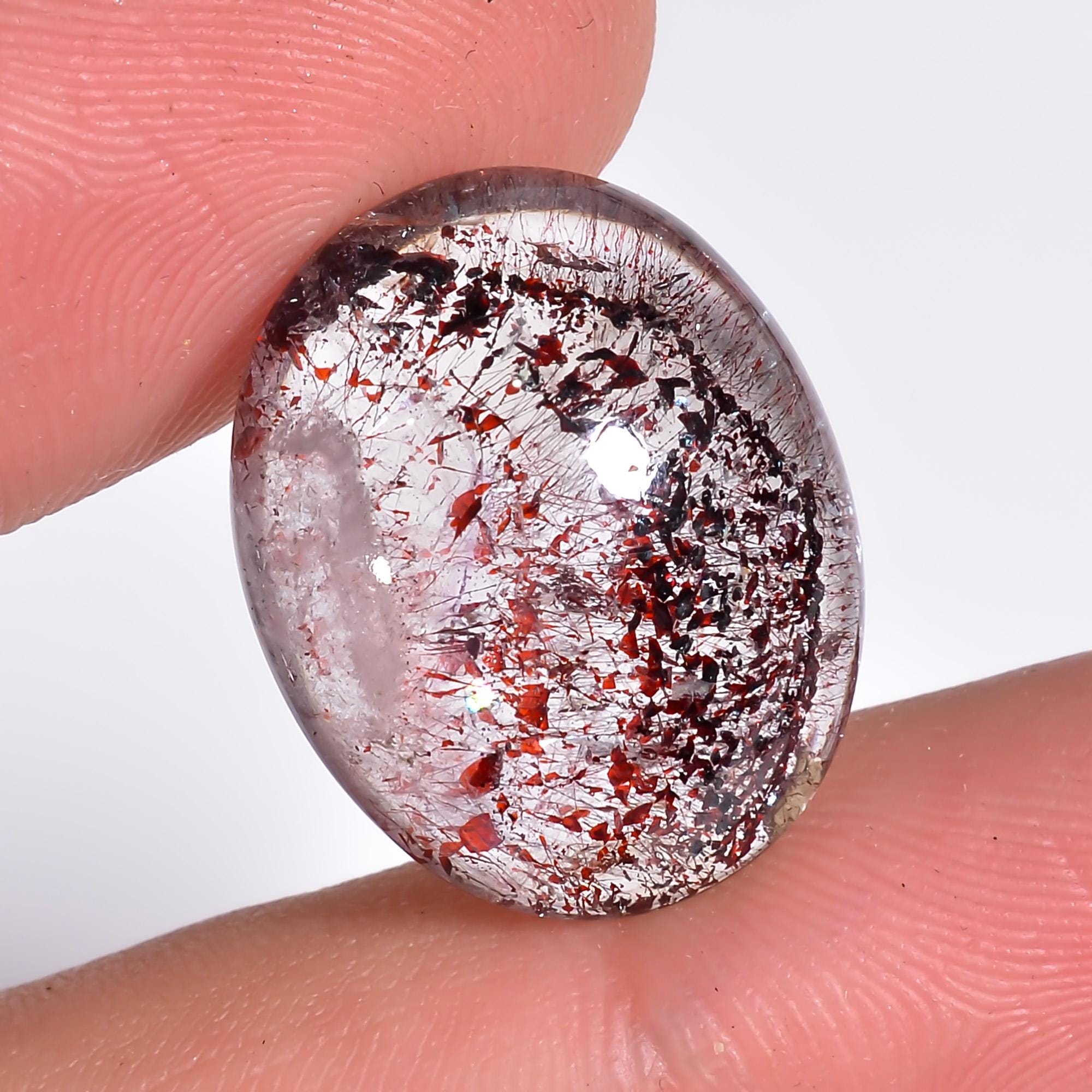 elestial quartz natural oval shape cabochon loose gemstone