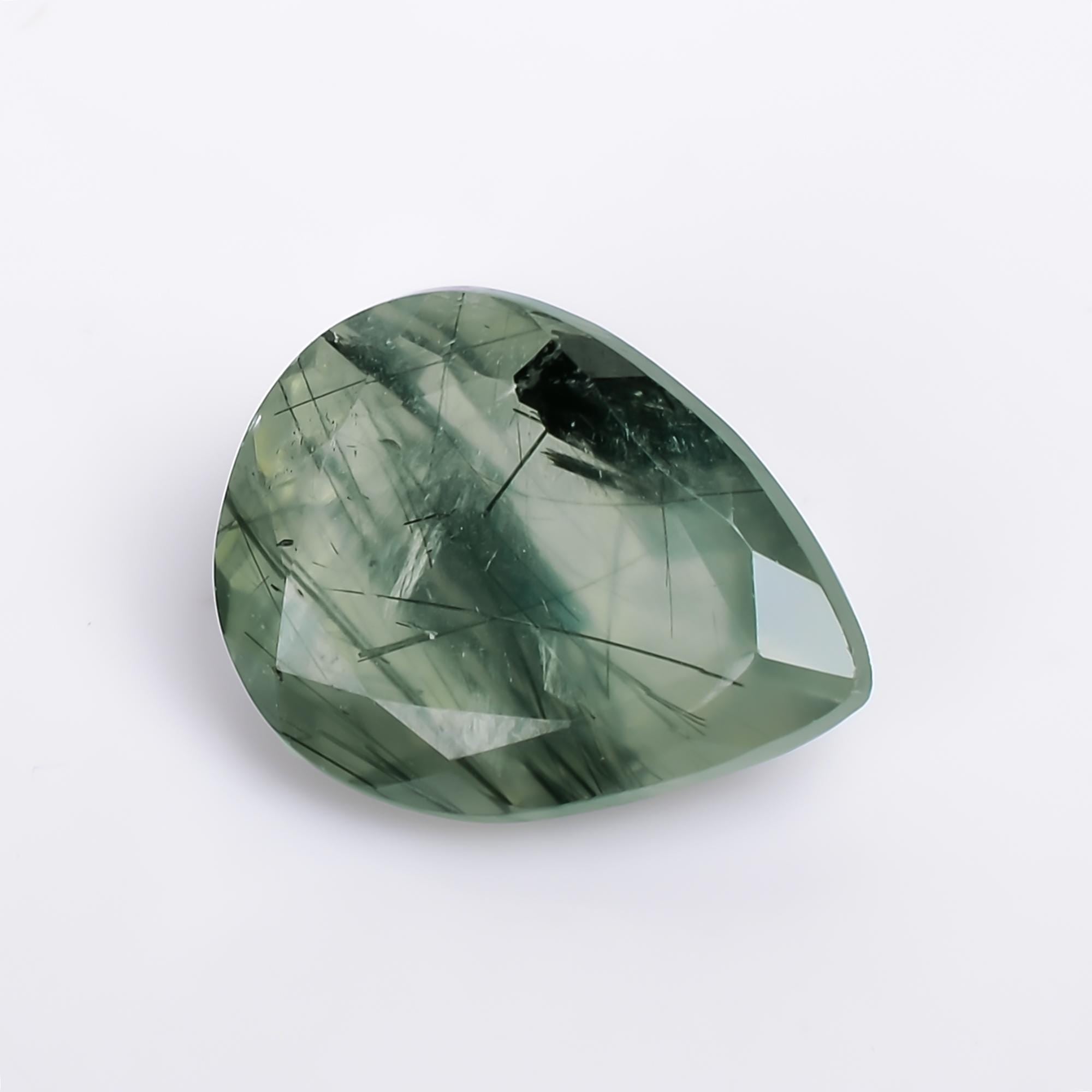 prehnite with epidote natural pear shape cut stone loose gemstone