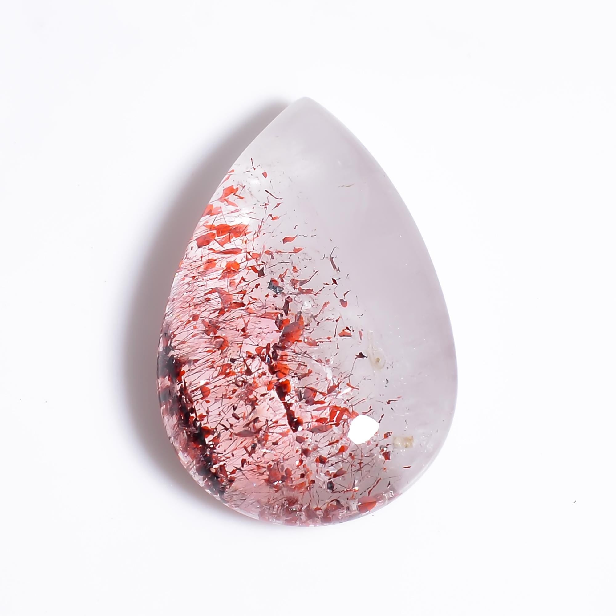 elestial quartz natural pear shape cabochon loose gemstone