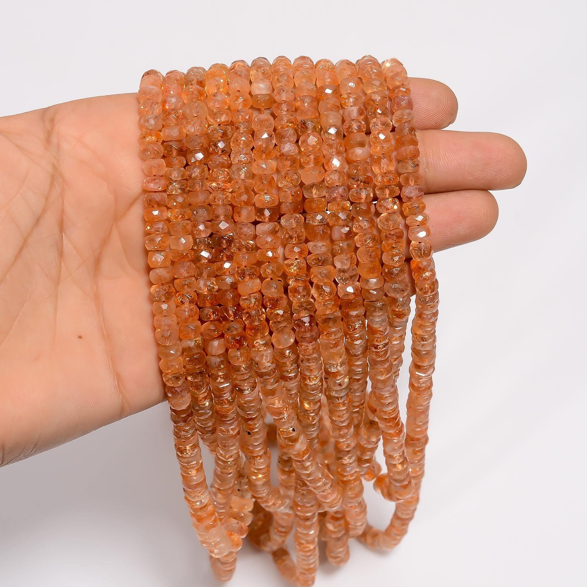 sunstone natural gemstone rondelle shape faceted 