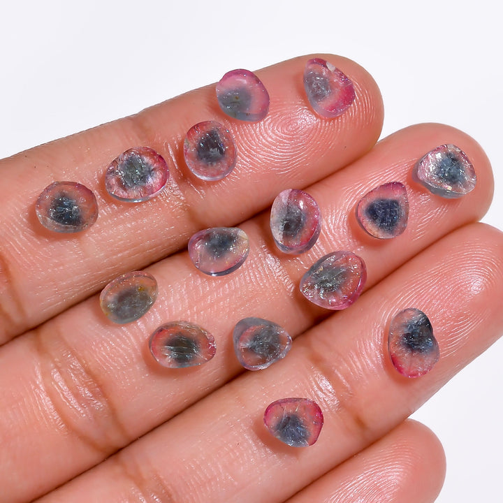 tourmaline multi colour natural fancy shape slice loose gemstone 15 pcs lot