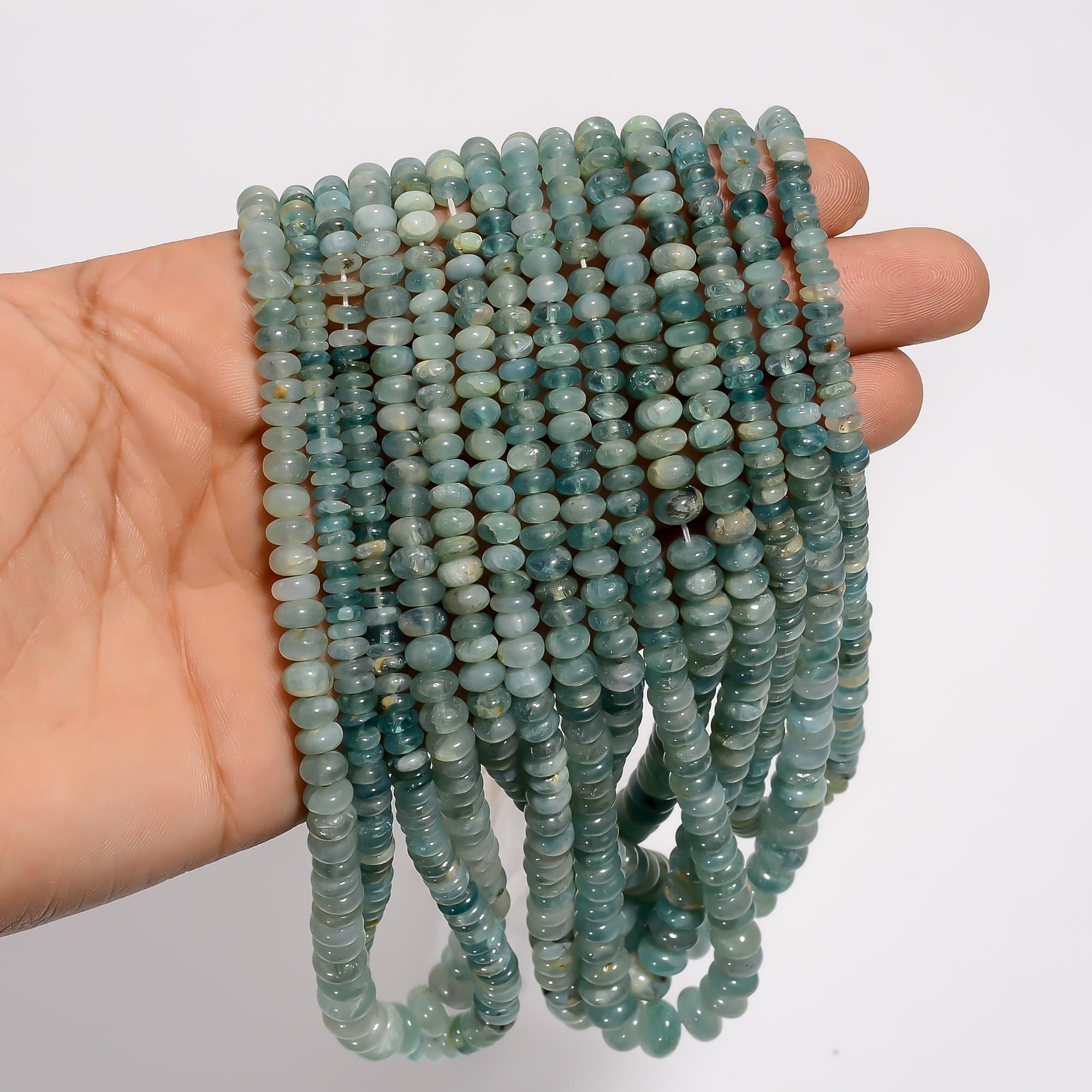 grandidierite natural gemstone rondelle shape smooth 7 lines strand 16 beads 3x3 8x8 mm 700 ct yn 535