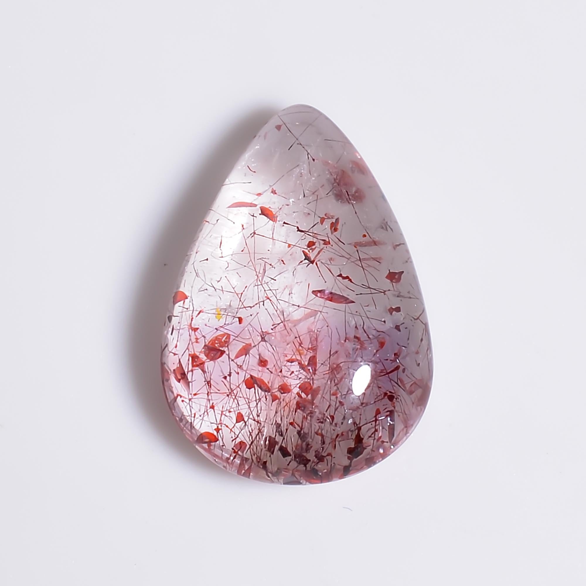 elestial quartz pear shape cabochon loose gemstone