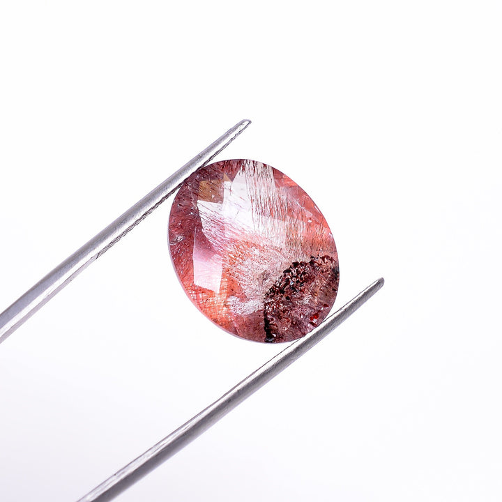 elestial quartz oval shape faceted natural loose gemstone