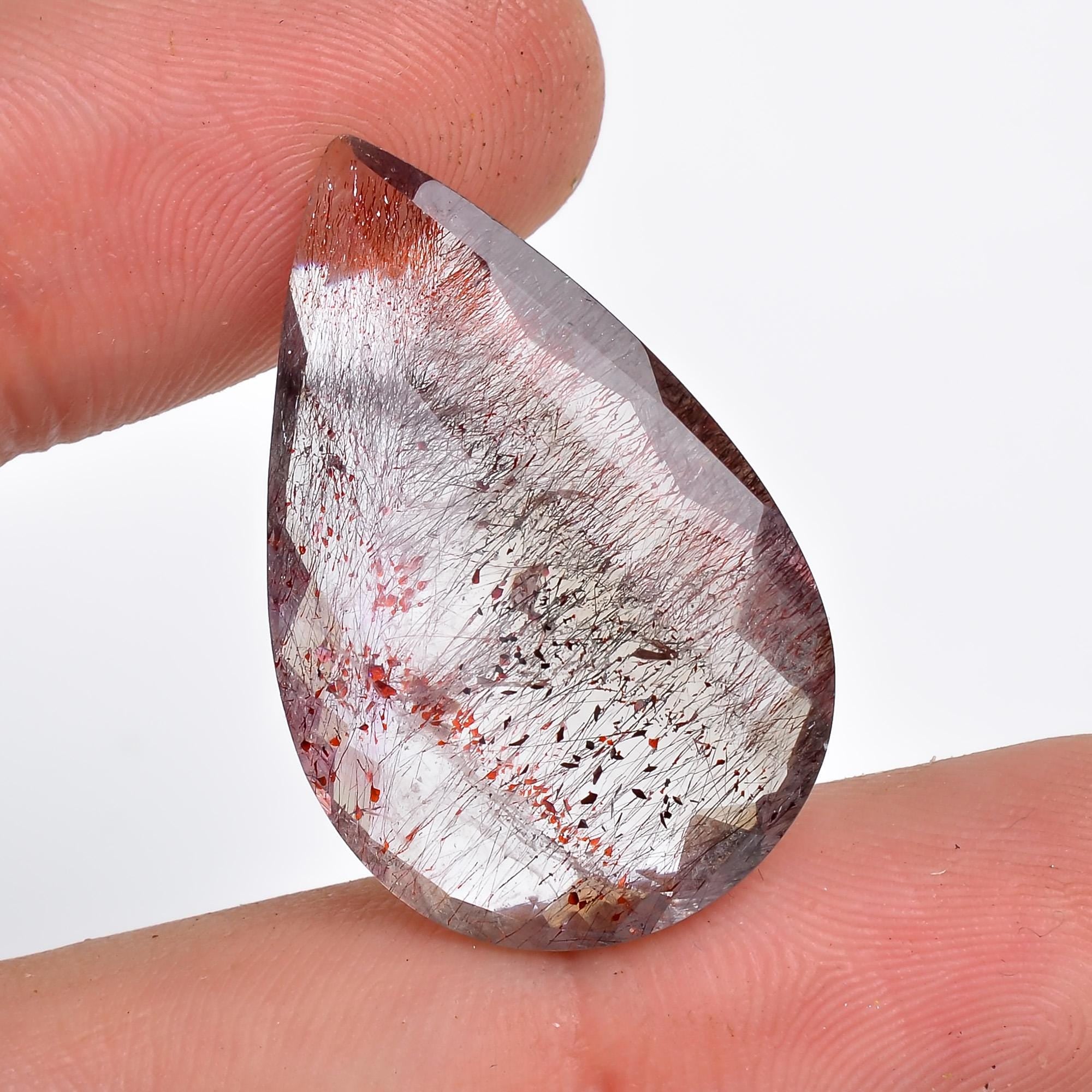 elestial quartz pear shape faceted loose gemstone