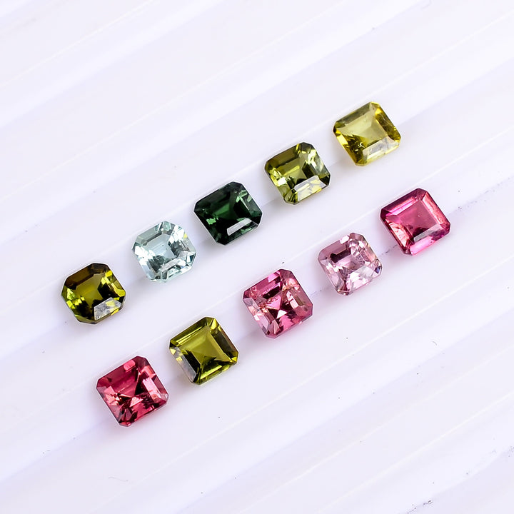 multi tourmaline cushion shape cut stone natural loose gemstone 10 pcs