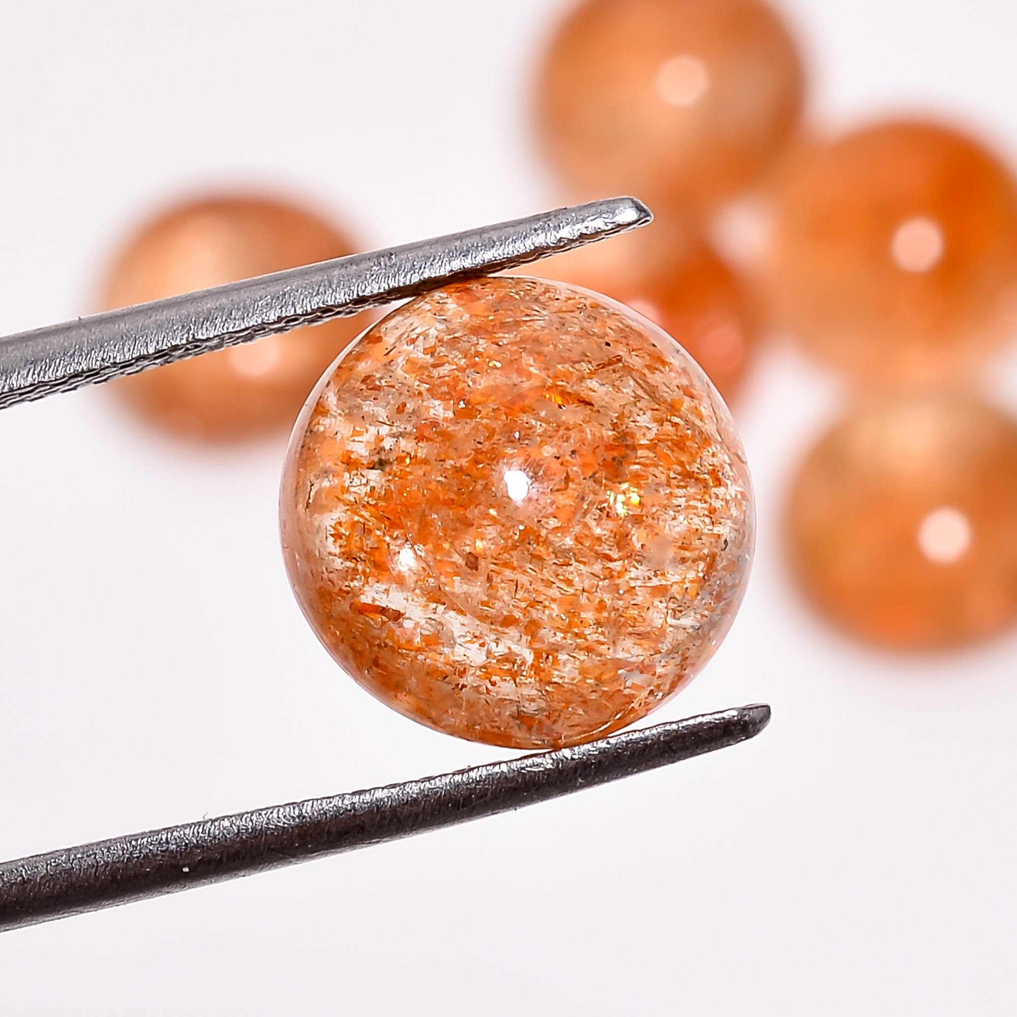 sunstone round shape cabochon natural loose gemstone 6 pcs lot