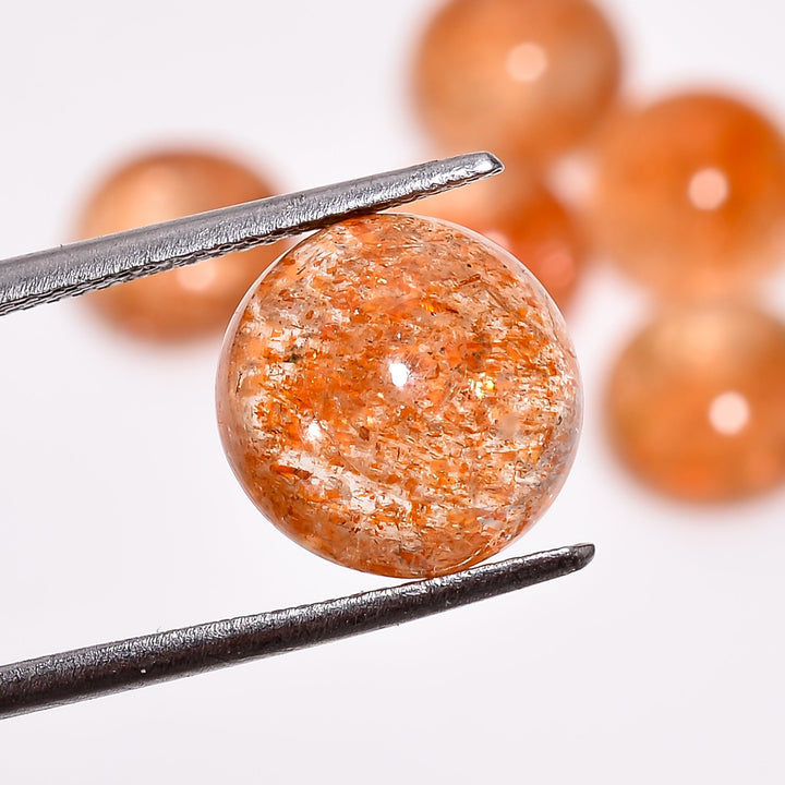 sunstone round shape cabochon natural loose gemstone 6 pcs lot