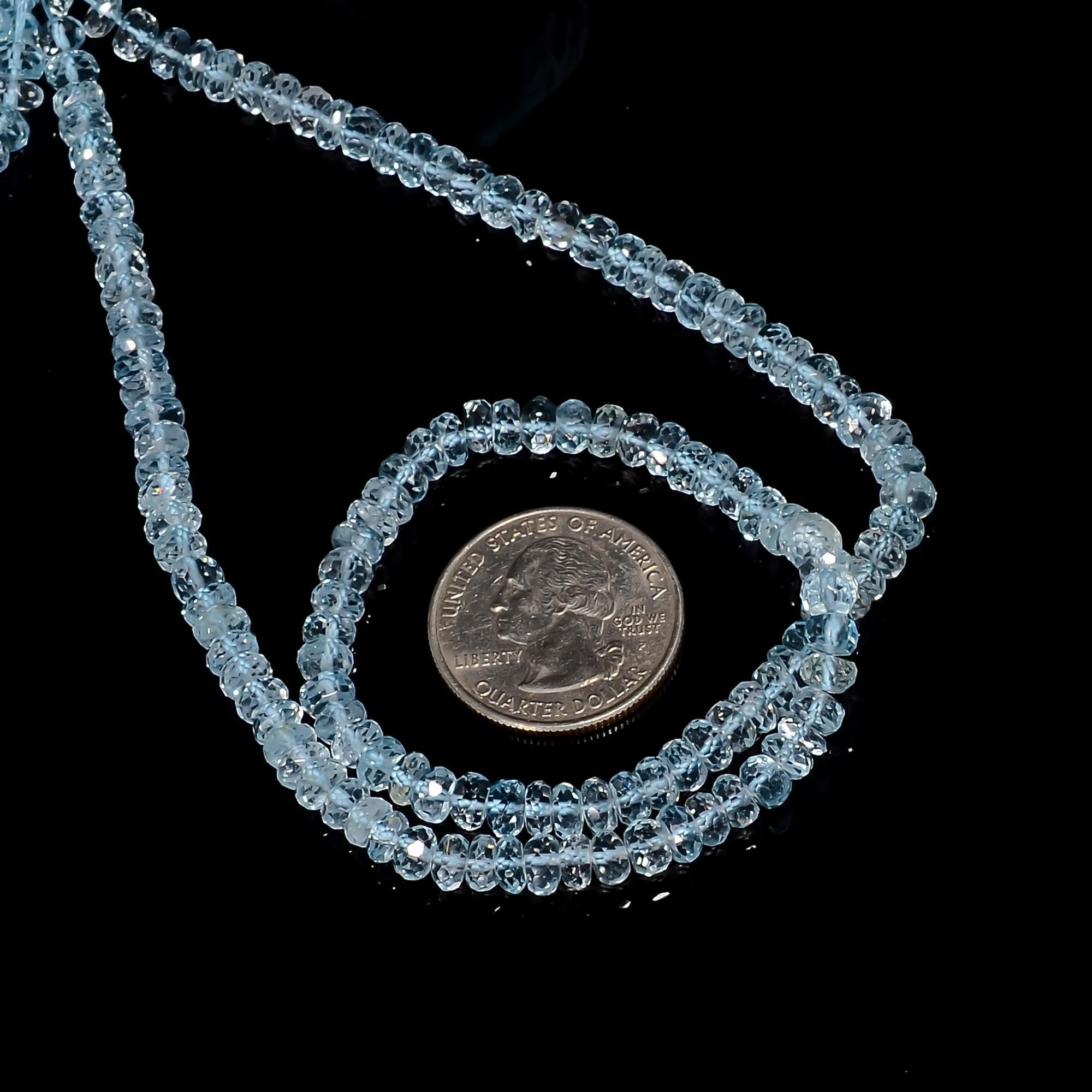 blue topaz natural gemstone rondelle shape faceted 8 lines strand 16 beads 5x5x3 mm 983 5 ct yn 527