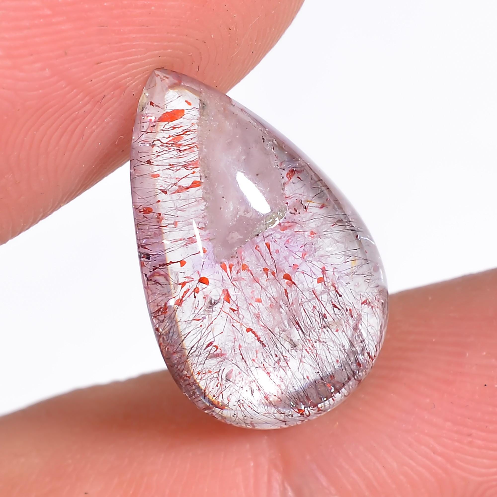 elestial quartz natural pear shape cabochon loose gemstone