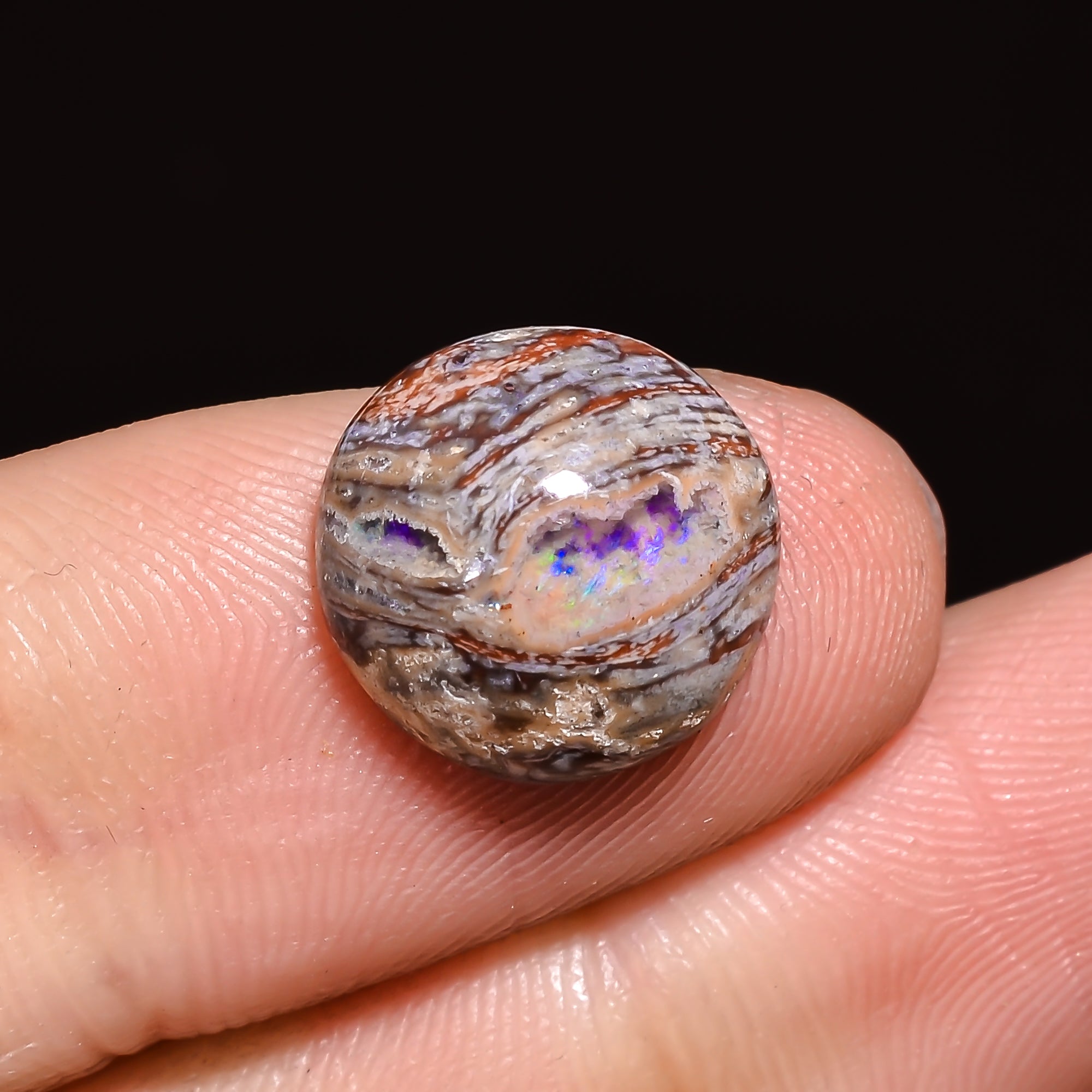 Natural Mexican Opal Round Shape Cabochon Loose Gemstone 4.5 ct. 12X12X6 mm A-196