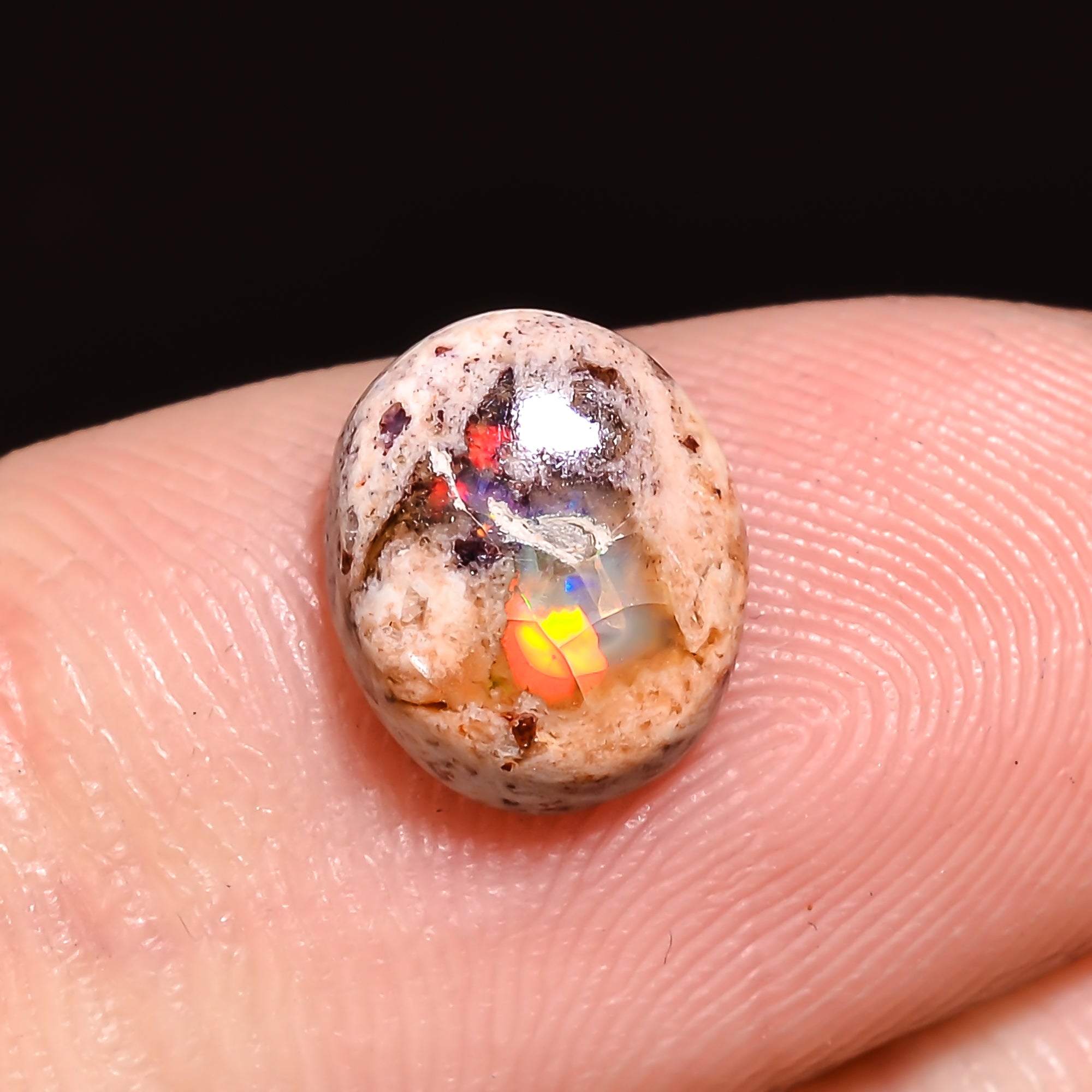 Natural Mexican Opal Oval Shape Cabochon Loose Gemstone 1 ct. 9X8X3 mm A-197