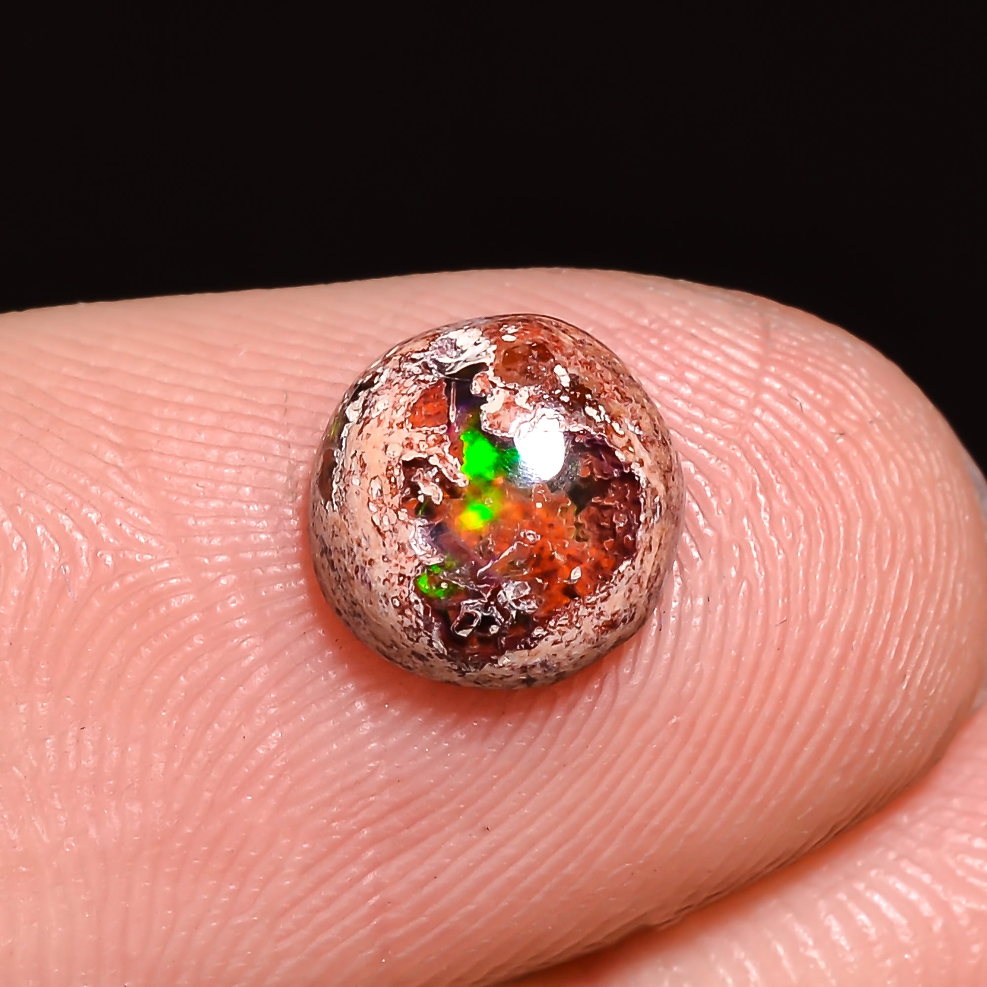 Natural Mexican Opal Round Shape Cabochon Loose Gemstone 1 ct. 7X7X4 mm A-198