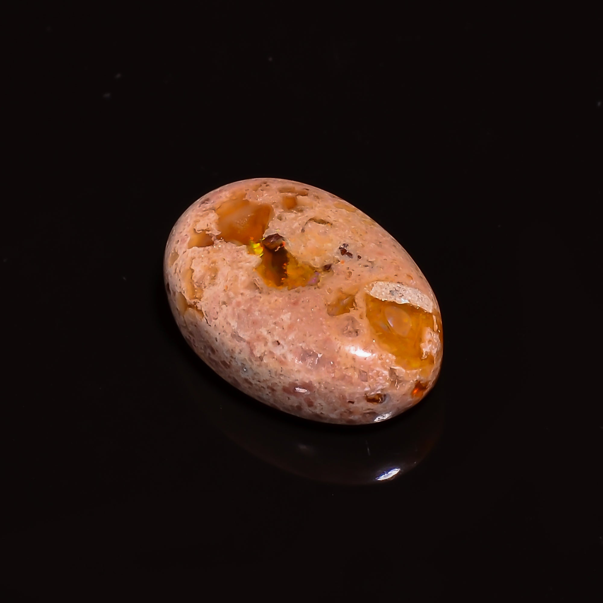 Natural Mexican Opal Oval Shape Cabochon Loose Gemstone 7 ct. 15X11X5 mm A-204