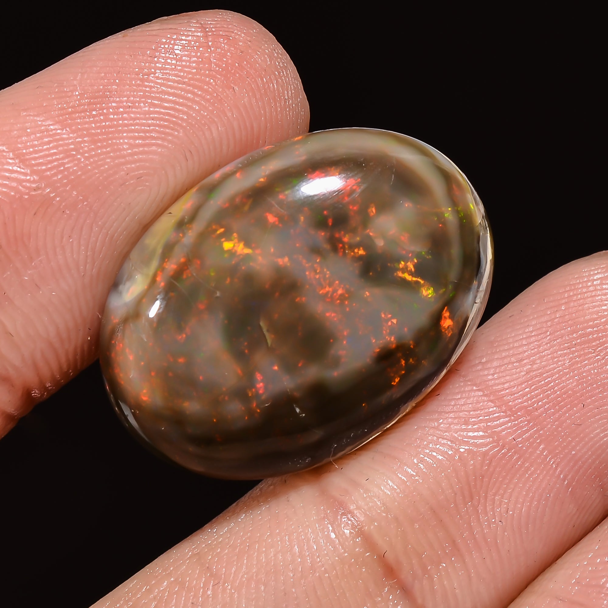 Natural Ethiopian Opal Oval Shape Cabochon Loose Gemstone 20 Ct. 23X18X8 mm A-323