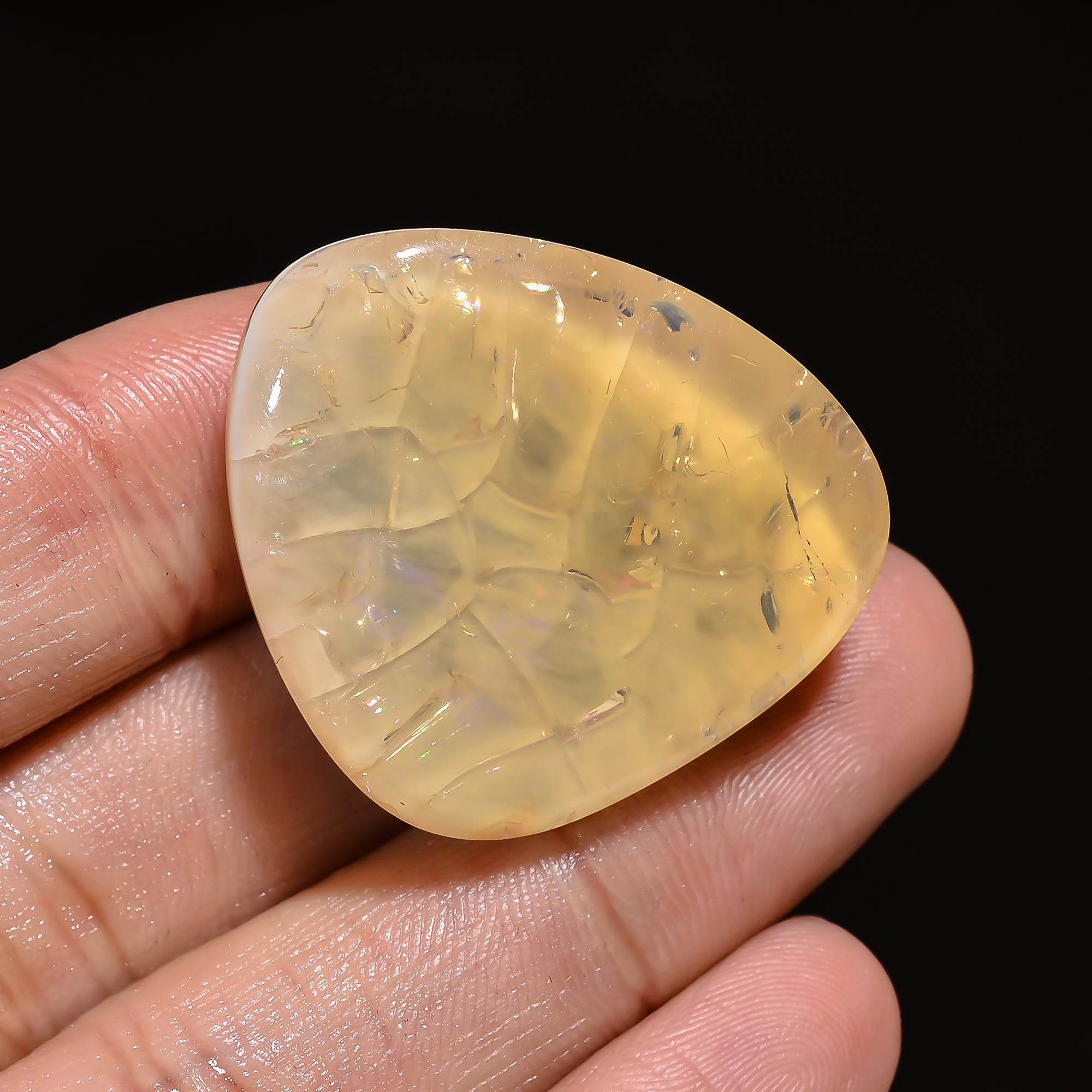 Natural Ethiopian Opal Fancy Shape Cabochon Loose Gemstone 70 Ct. 32X28X14 mm A-324