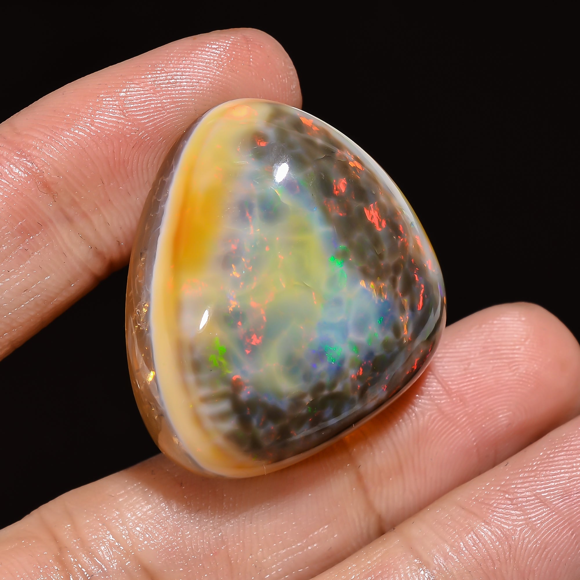 Natural Ethiopian Opal Fancy Shape Cabochon Loose Gemstone 70 Ct. 32X28X14 mm A-324